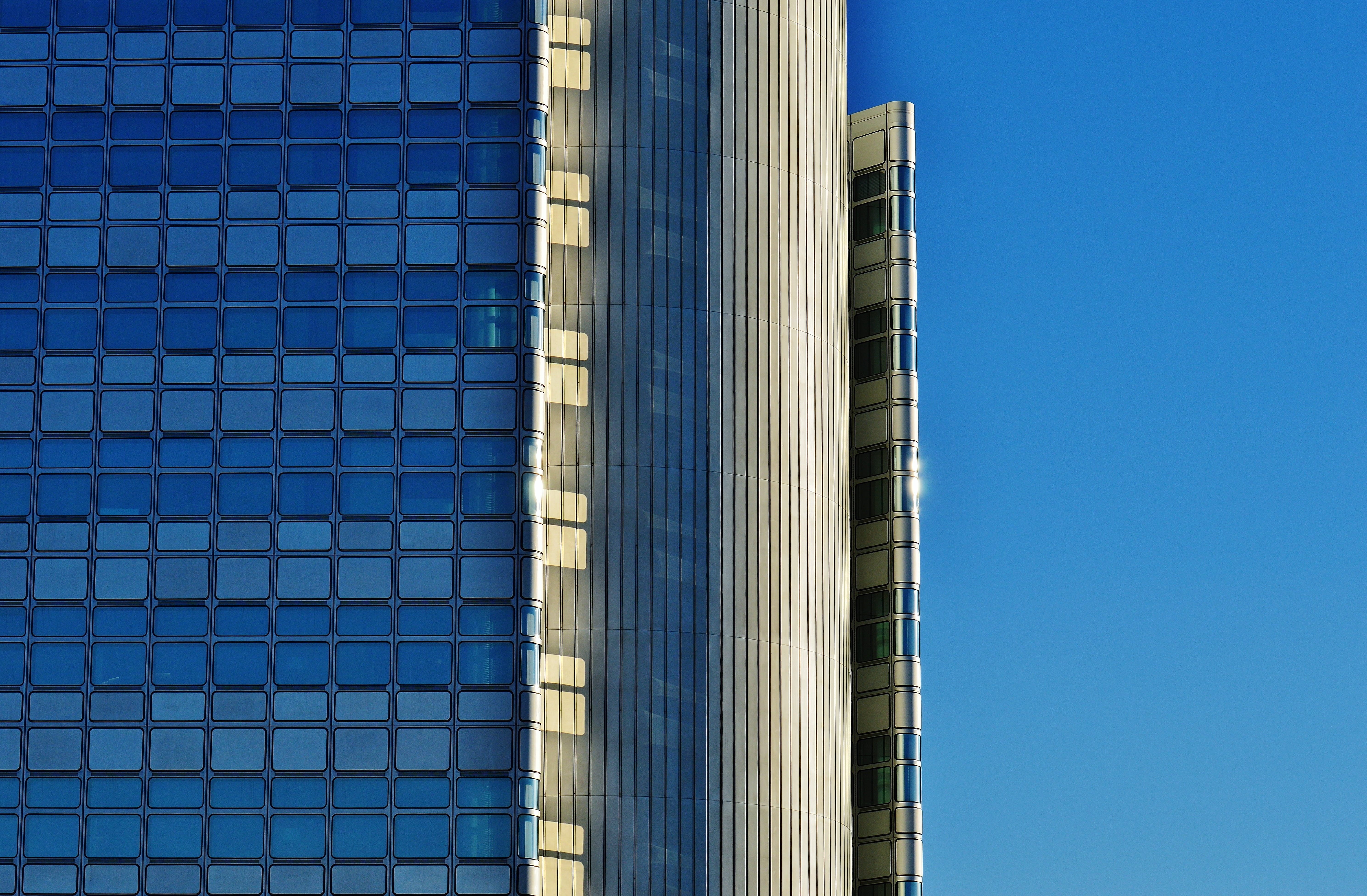 day, clear sky, office, tower, sky, architecture, no people, reflection, modern, 5K, built Structure, building, building Exterior, city, nature, tall - high, HD Wallpaper