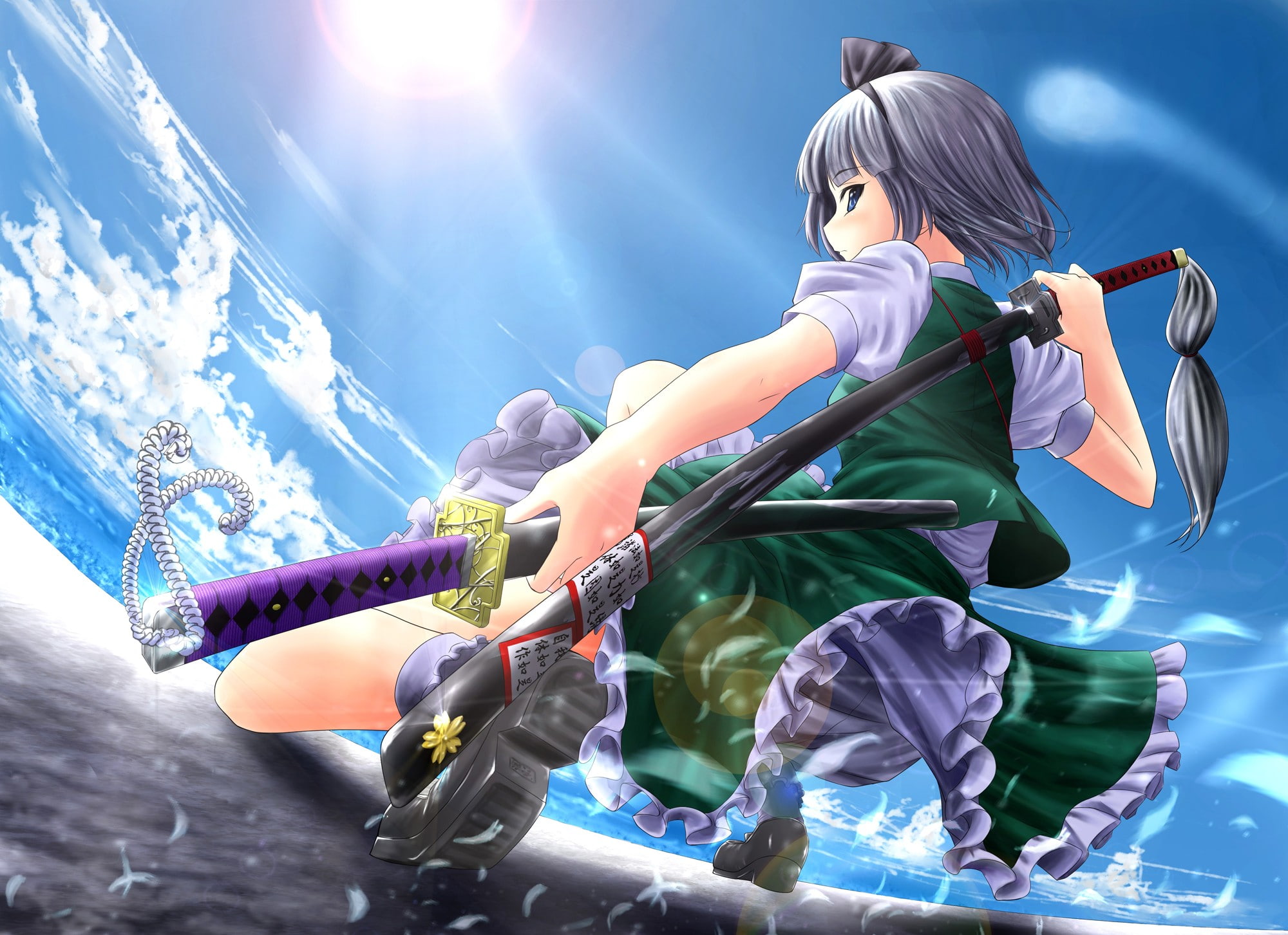 Konpaku Youmu, sword, 1080P, anime girls, Touhou, HD Wallpaper