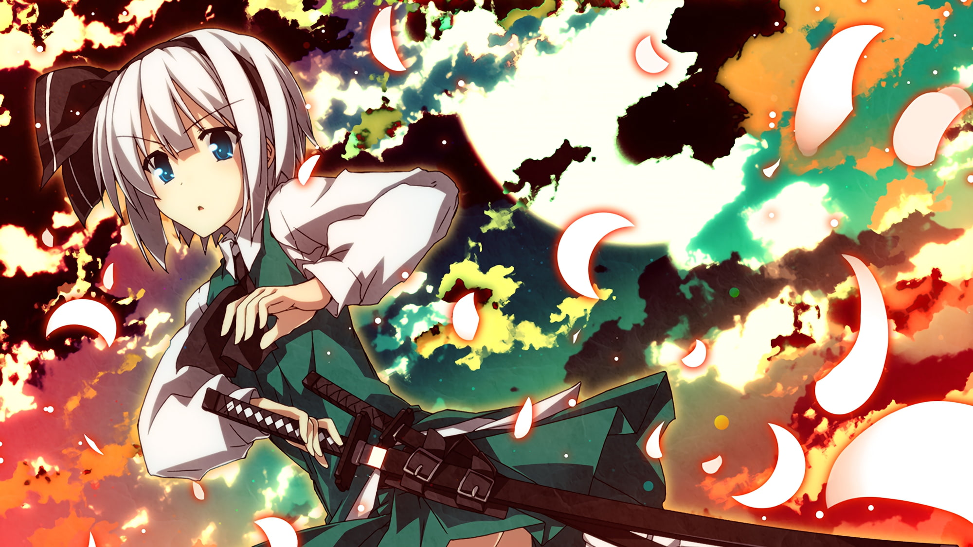 illuminated, no people, sky, decoration, 1080P, nature, Konpaku Youmu, art and craft, representation, lighting equipment, architecture, multi colored, HD Wallpaper