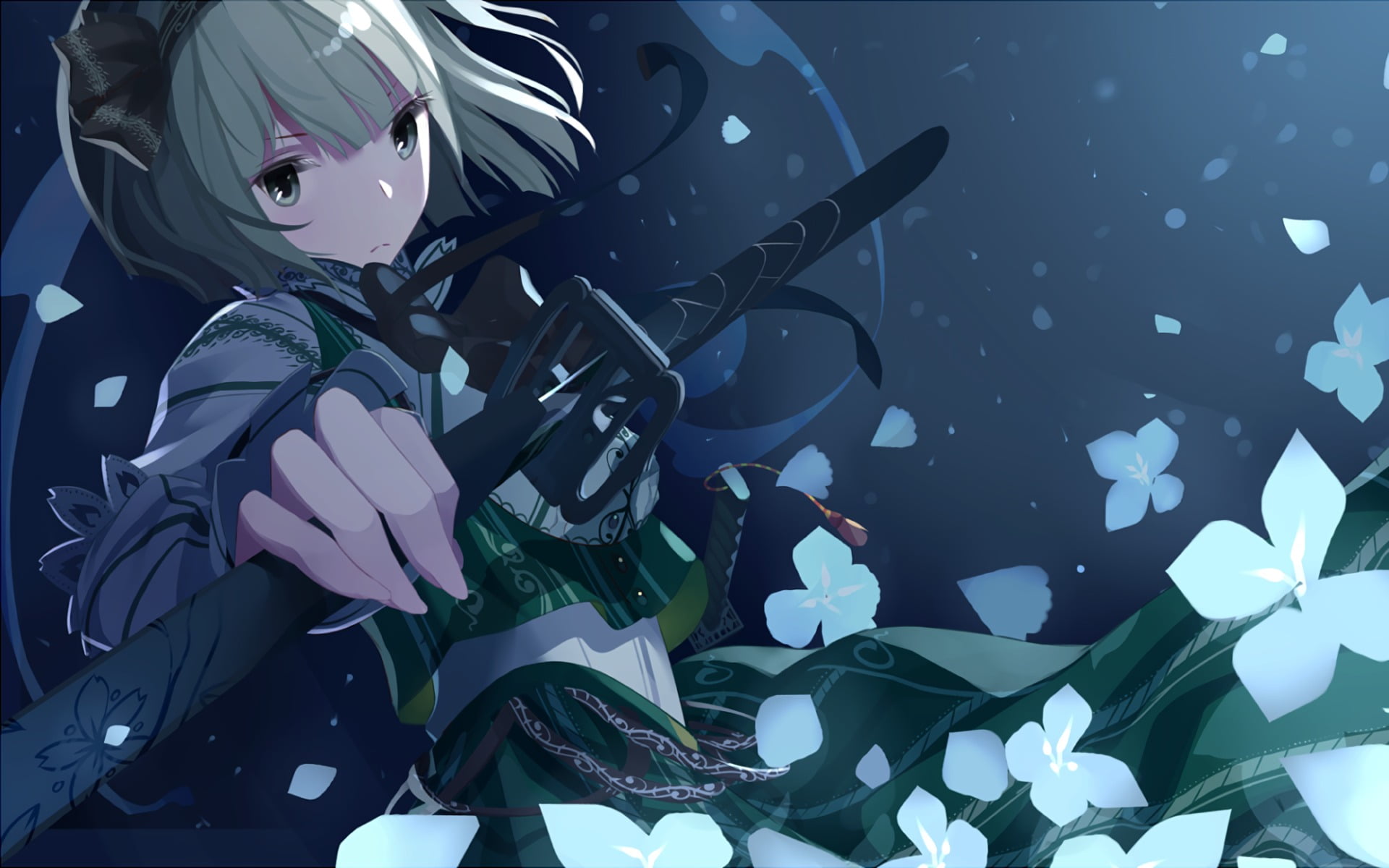 indoors, close-up, craft, art and craft, weapon, no people, representation, Konpaku Youmu, large group of objects, day, swimming, variation, anime girls, HD Wallpaper