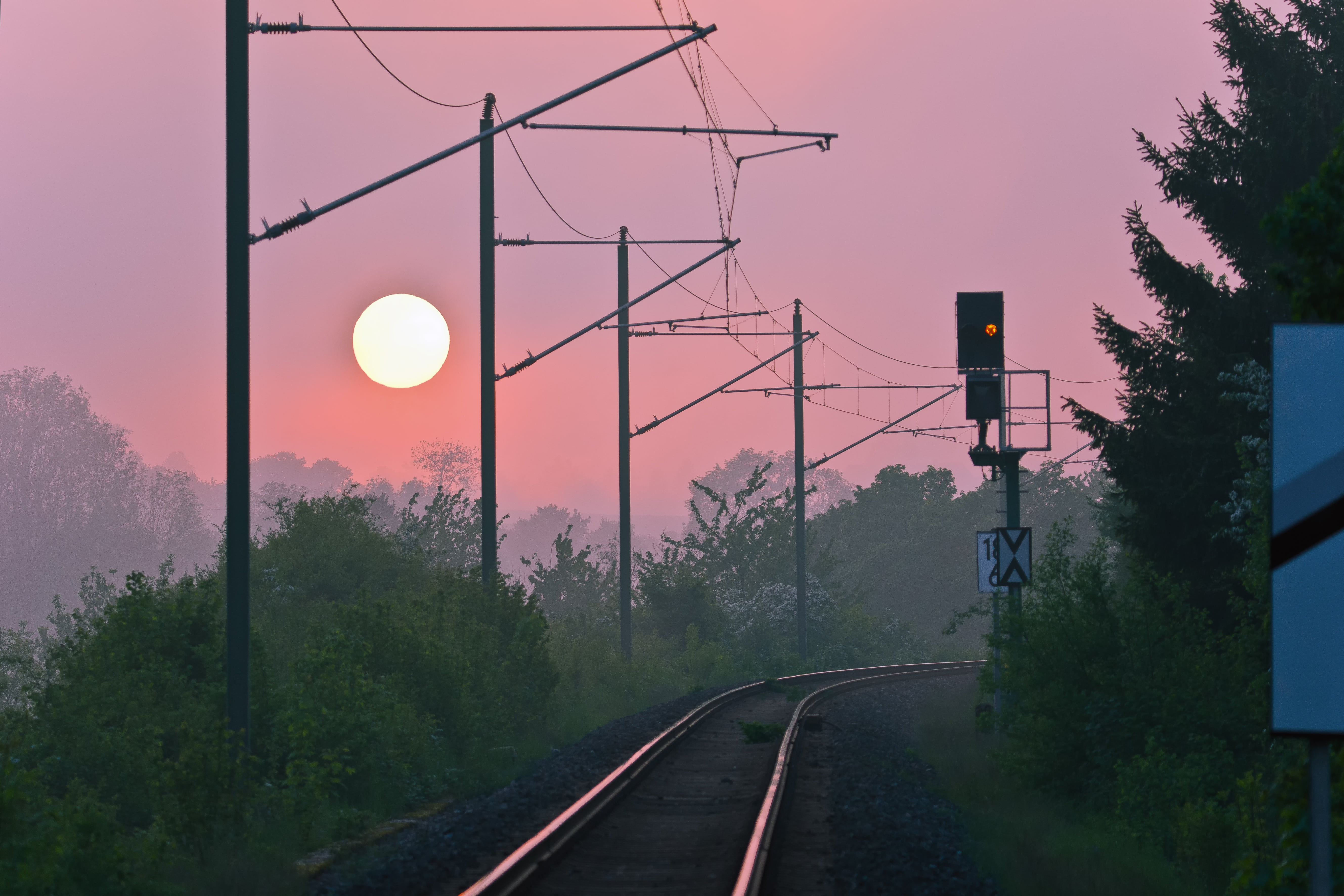 no people, railroad track, cable, trains, railway, seemed, electricity, abendstimmung, track, mode of transportation, transportation, photography, outdoors, HD Wallpaper