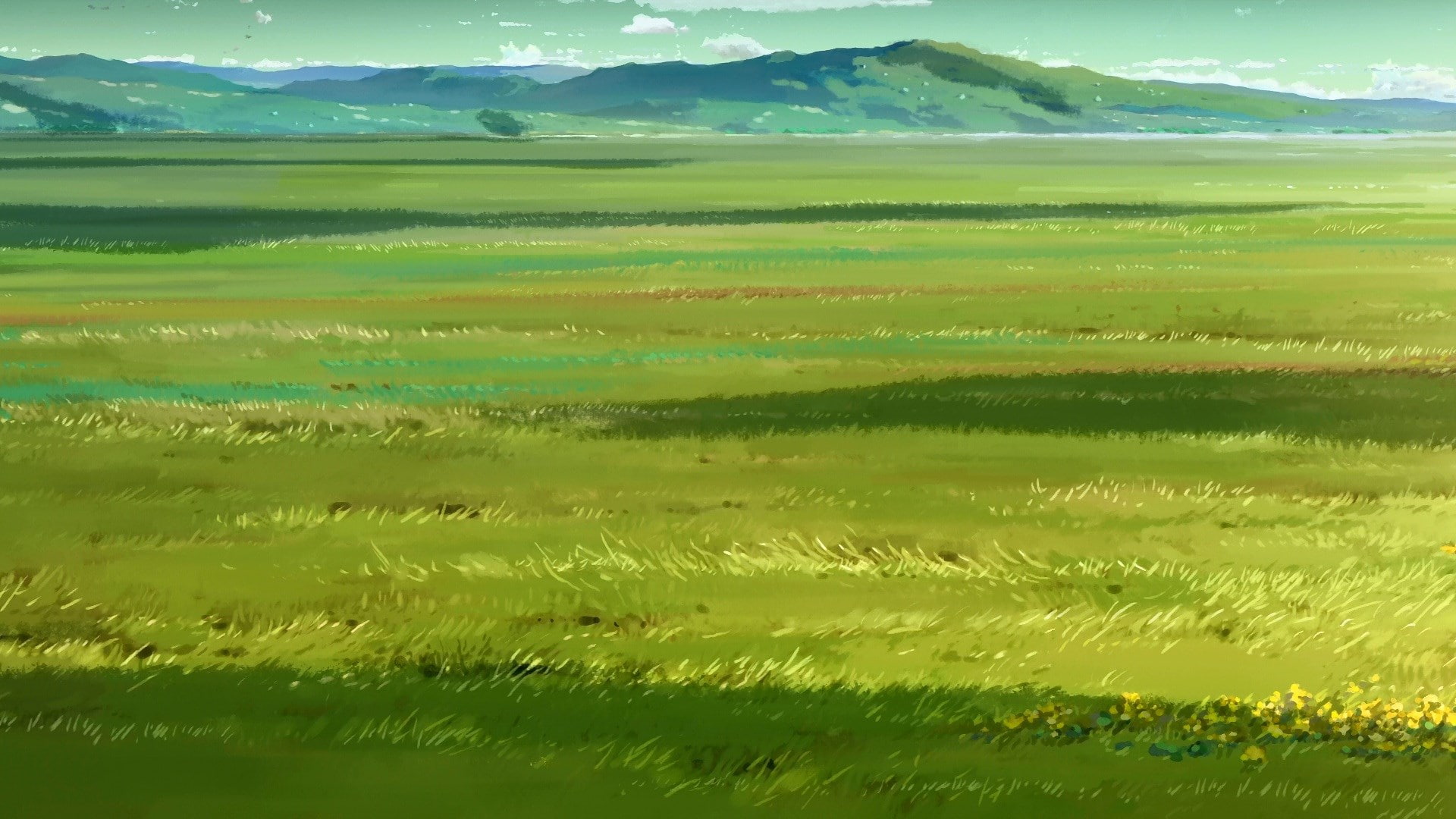 outdoors, beauty in nature, land, grass, no people, water, sky, tranquility, tranquil scene, mountain, 1080P, children who chase lost voices, field, day, HD Wallpaper