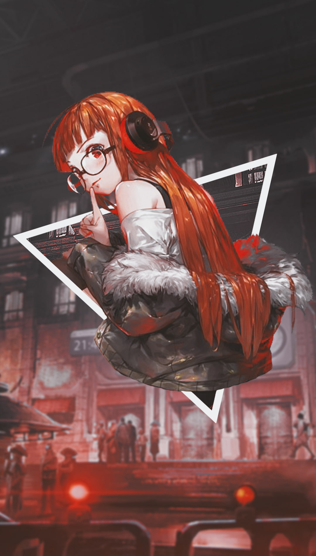 redhead, protection, red, Persona 5, protective workwear, Persona series, anime girls, technology, security, picture-in-picture, communication, standing, Phone HD Wallpaper