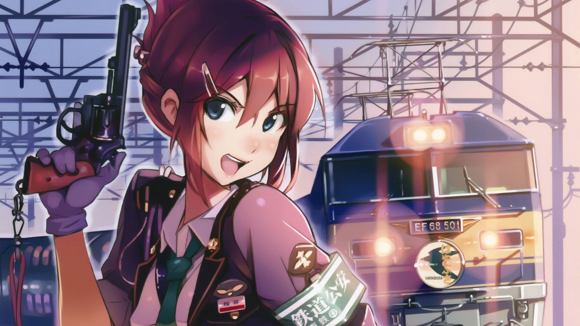 Rail Wars, anime girls, 1080P, Sakurai Aoi, anime, gun, HD Wallpaper