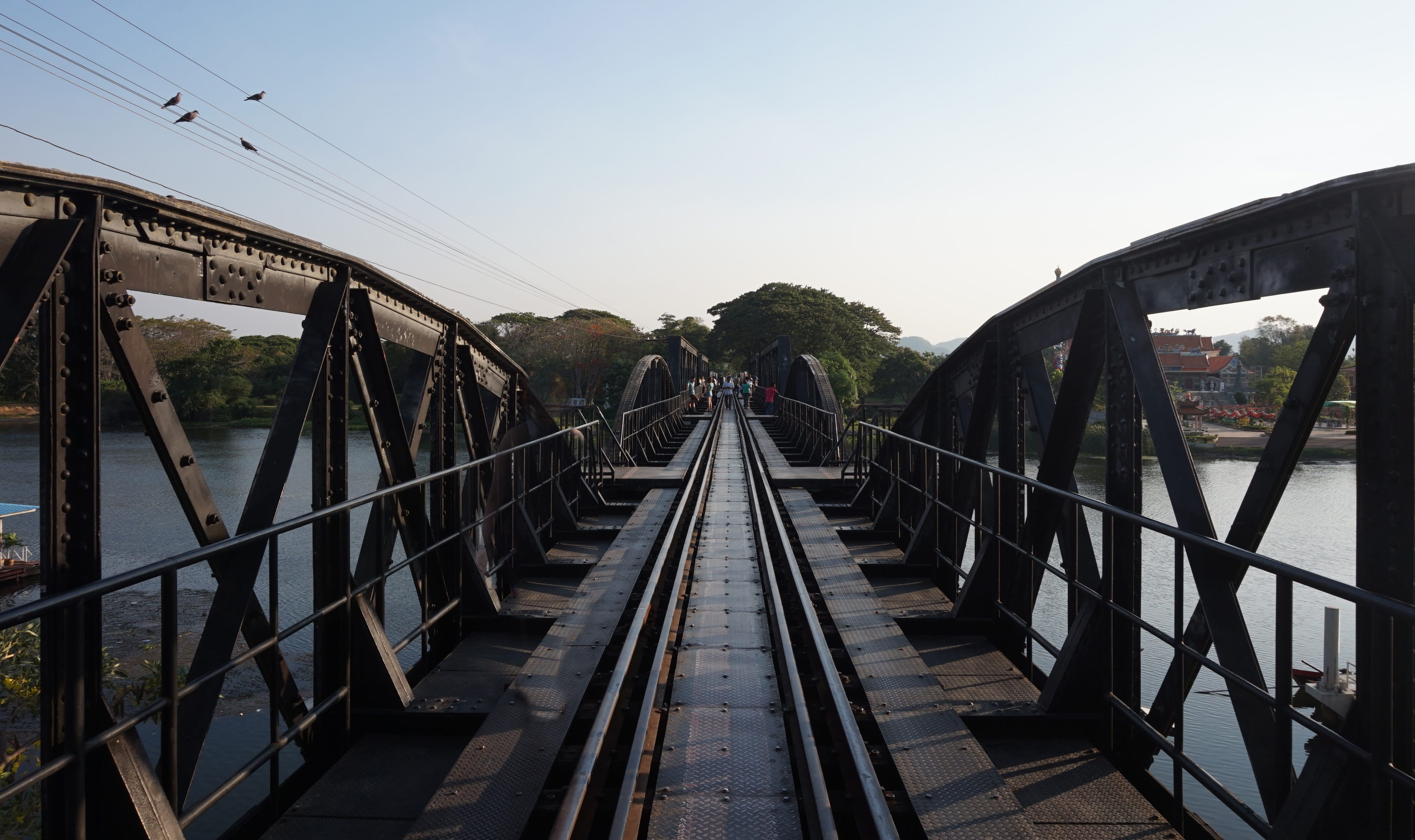railing, railroad track, train, Southeast Asia, day, outdoors, the way forward, sky, direction, bridge - man made structure, train track, tourism, rails, HD Wallpaper