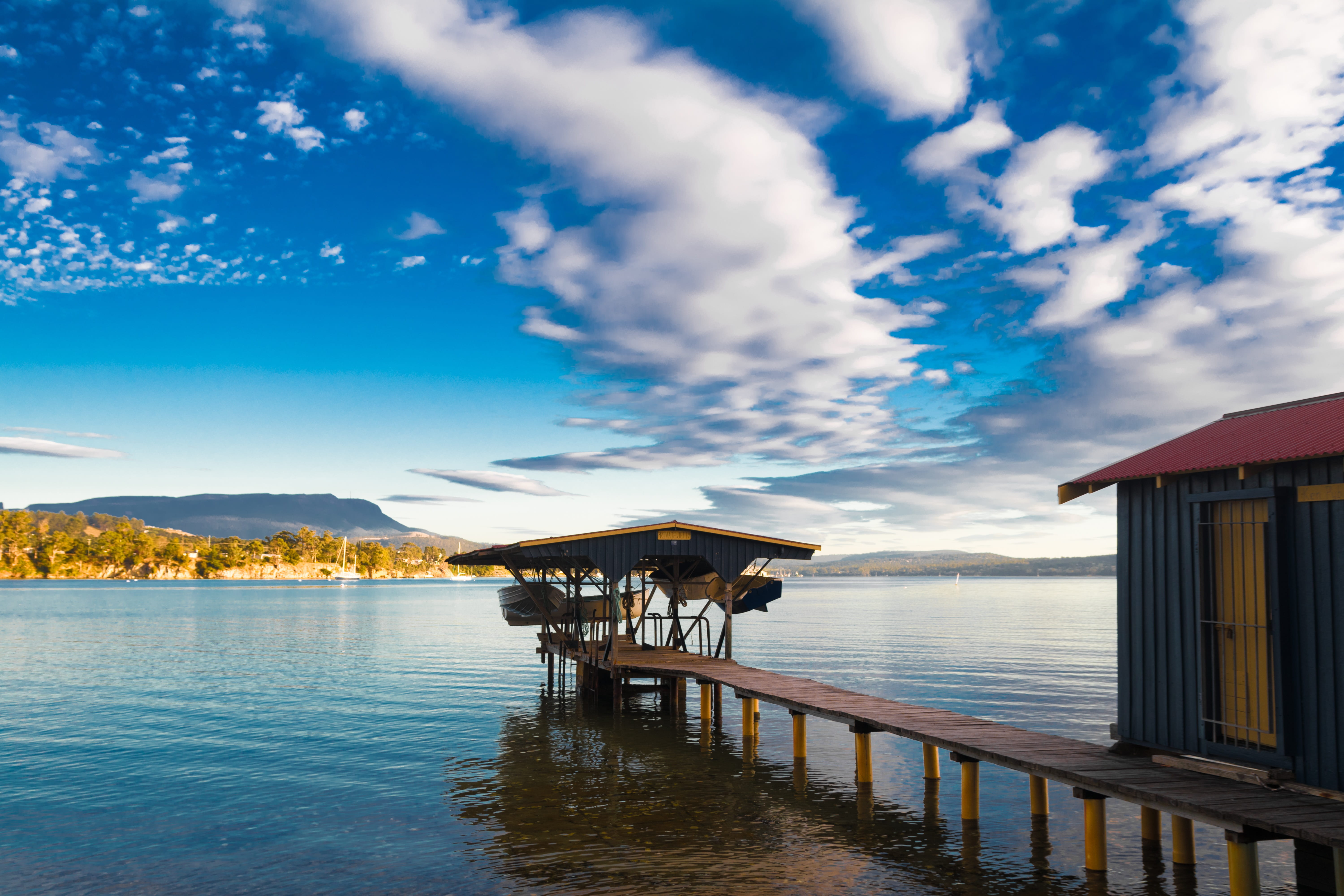 tasmania, scenery, snug bay, australia, built structure, beauty in nature, scenics - nature, architecture, waterfront, water, 5K, cloud - sky, no people, HD Wallpaper