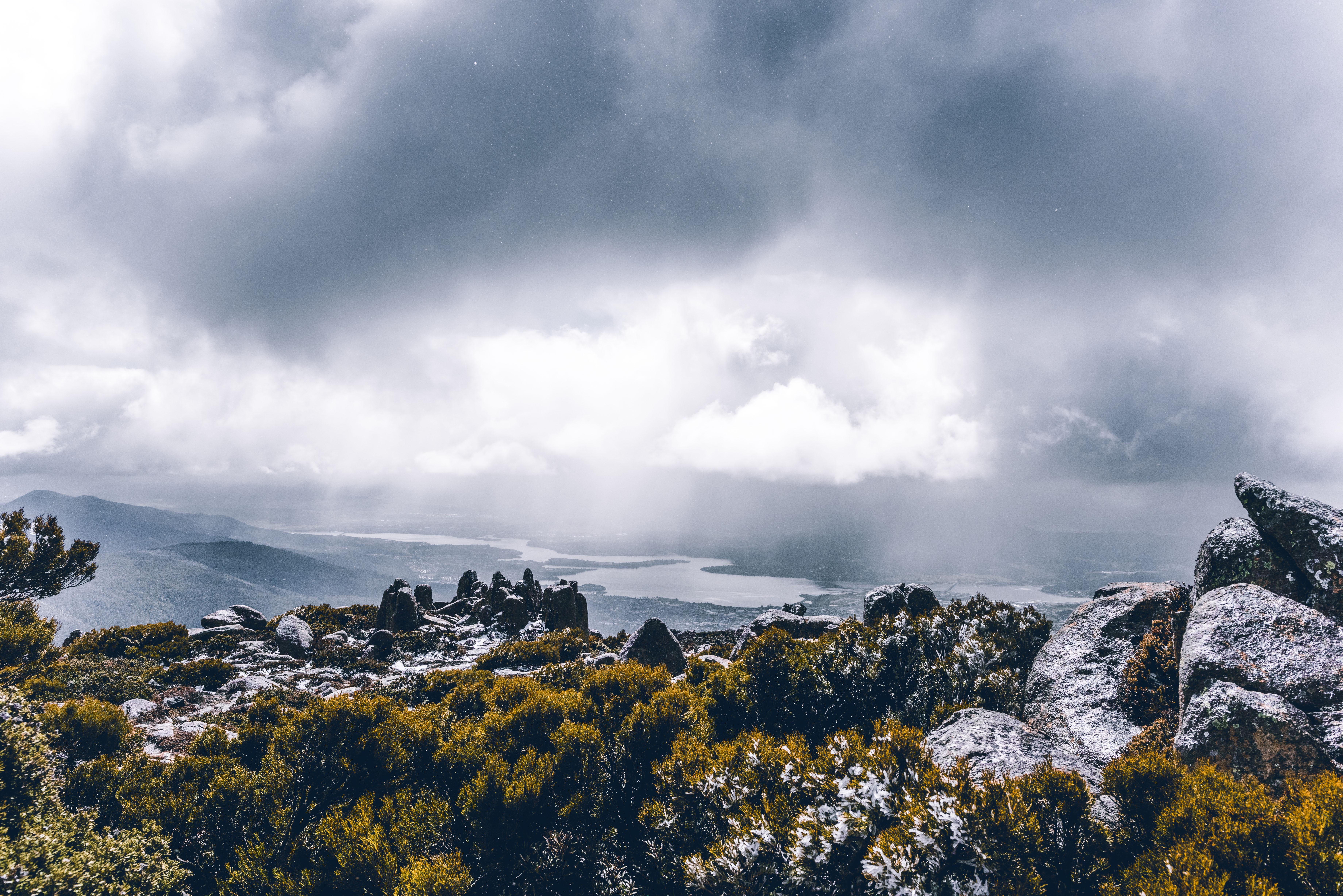 nature, water, cloudy, land, mountain range, storm, green, scenics - nature, environment, sea, rock, cloud - sky, slope, rock - object, mountain, no people, HD Wallpaper