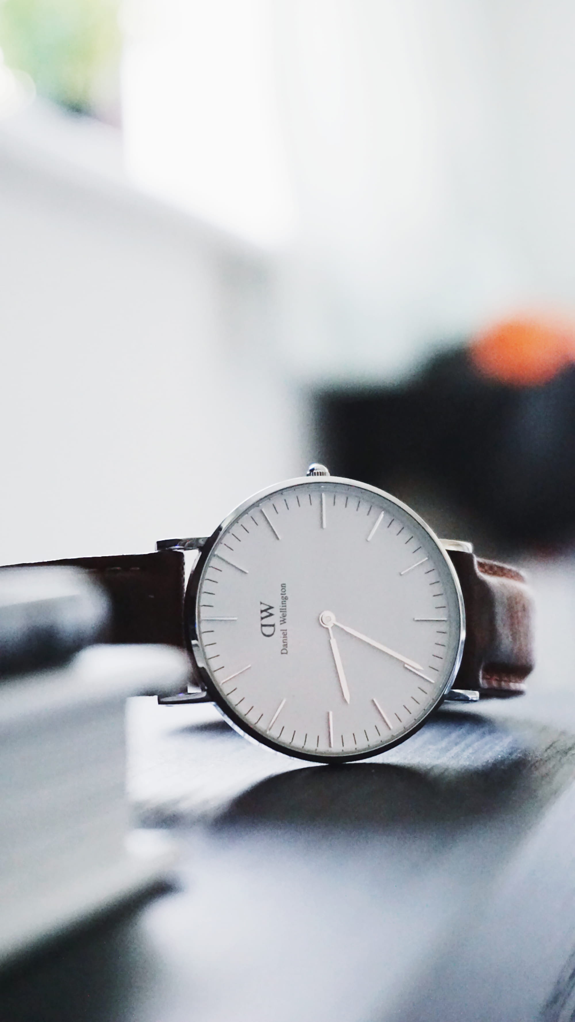 close-up, single object, indoors, selective focus, geometric shape, accuracy, still life, watch, gauge, hour, silver, analog, minute, analog clock, instrument of measurement, Phone HD Wallpaper