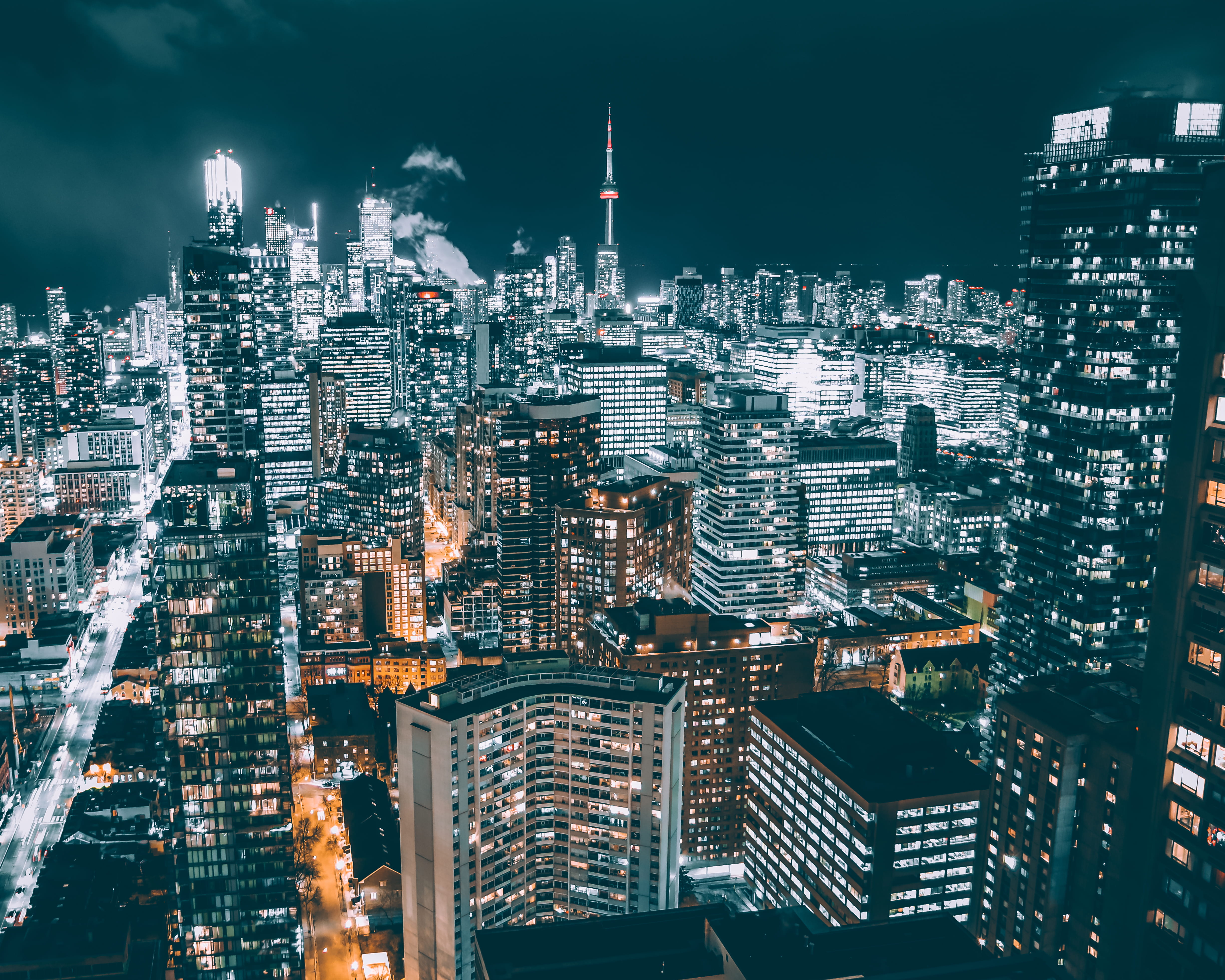 urban skyline, city, crowd, eye, tall - high, top, tower, office, spire, modern, cn tower, outdoors, buildings, metropolitan, office building exterior, HD Wallpaper