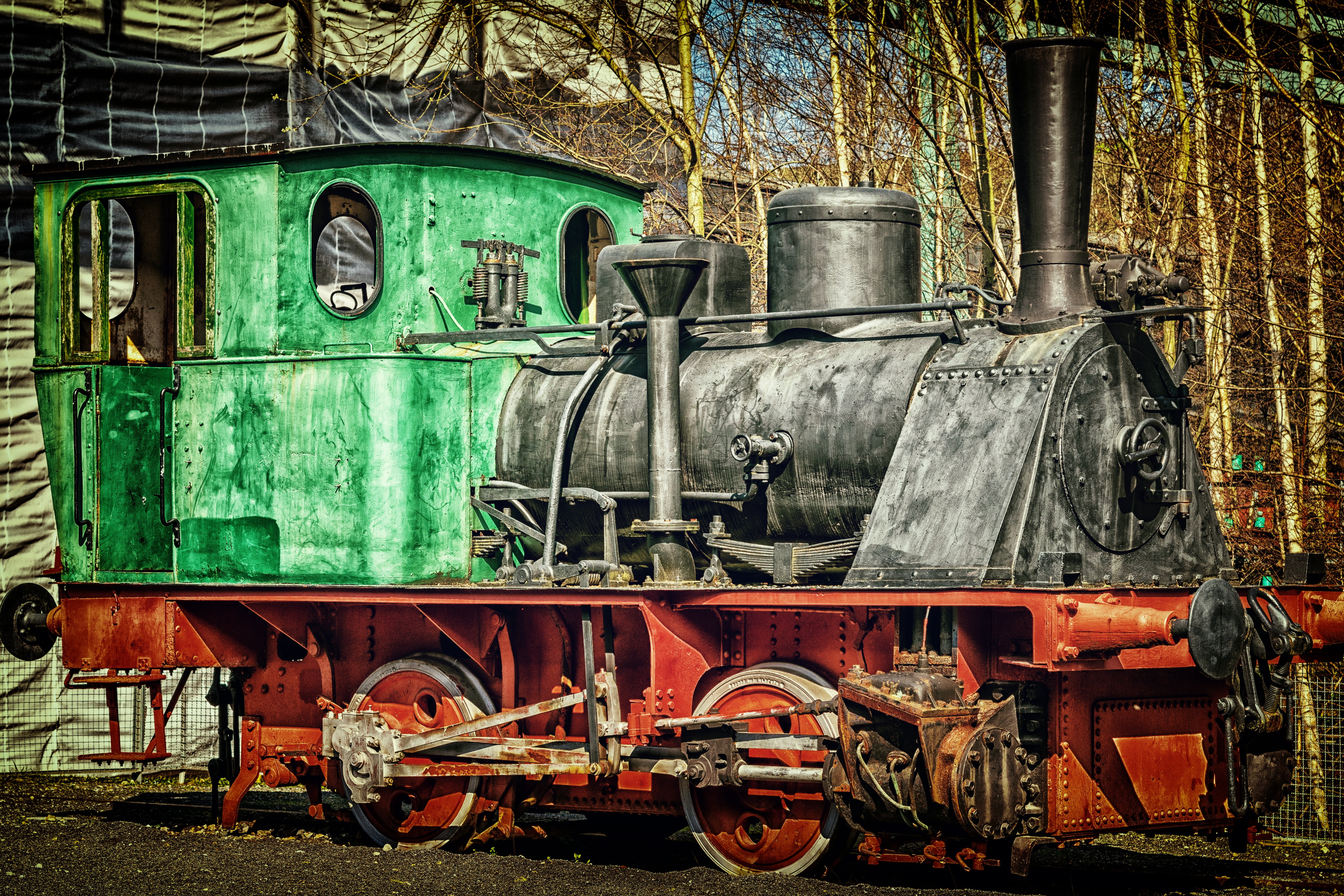 railway, black, führerstand, damaged, stationary, land vehicle, force, transport, loco, formerly, outdoors, obsolete, memory, abandoned, transportation, HD Wallpaper