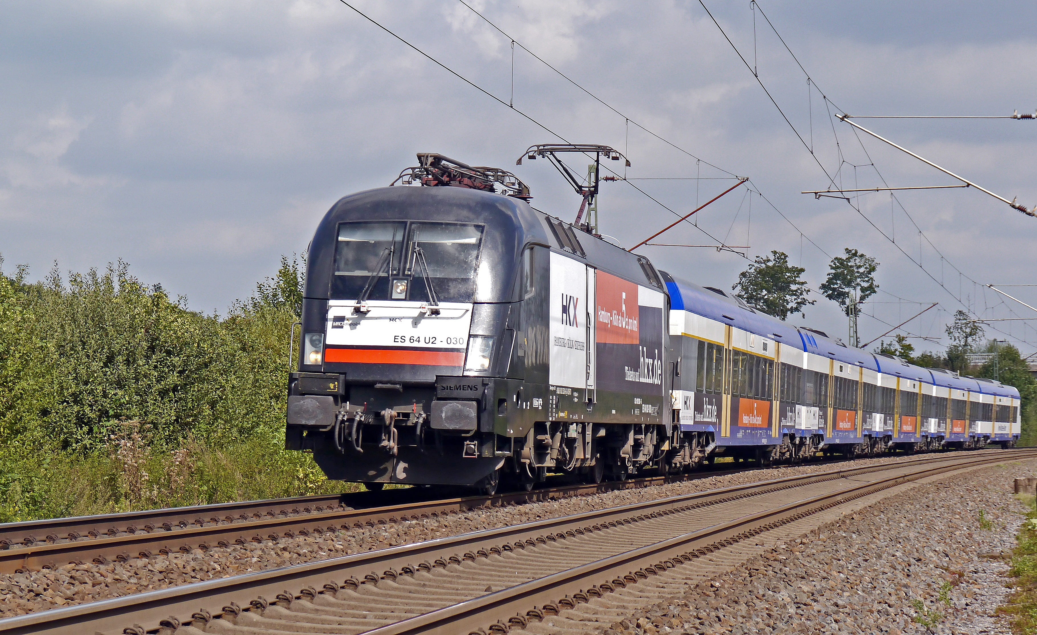 rail transportation, arrival, transit, travel, münsterland, station, main line, train, sky, glued, hamburg-köln-express, flat land, transportation, day, HD Wallpaper