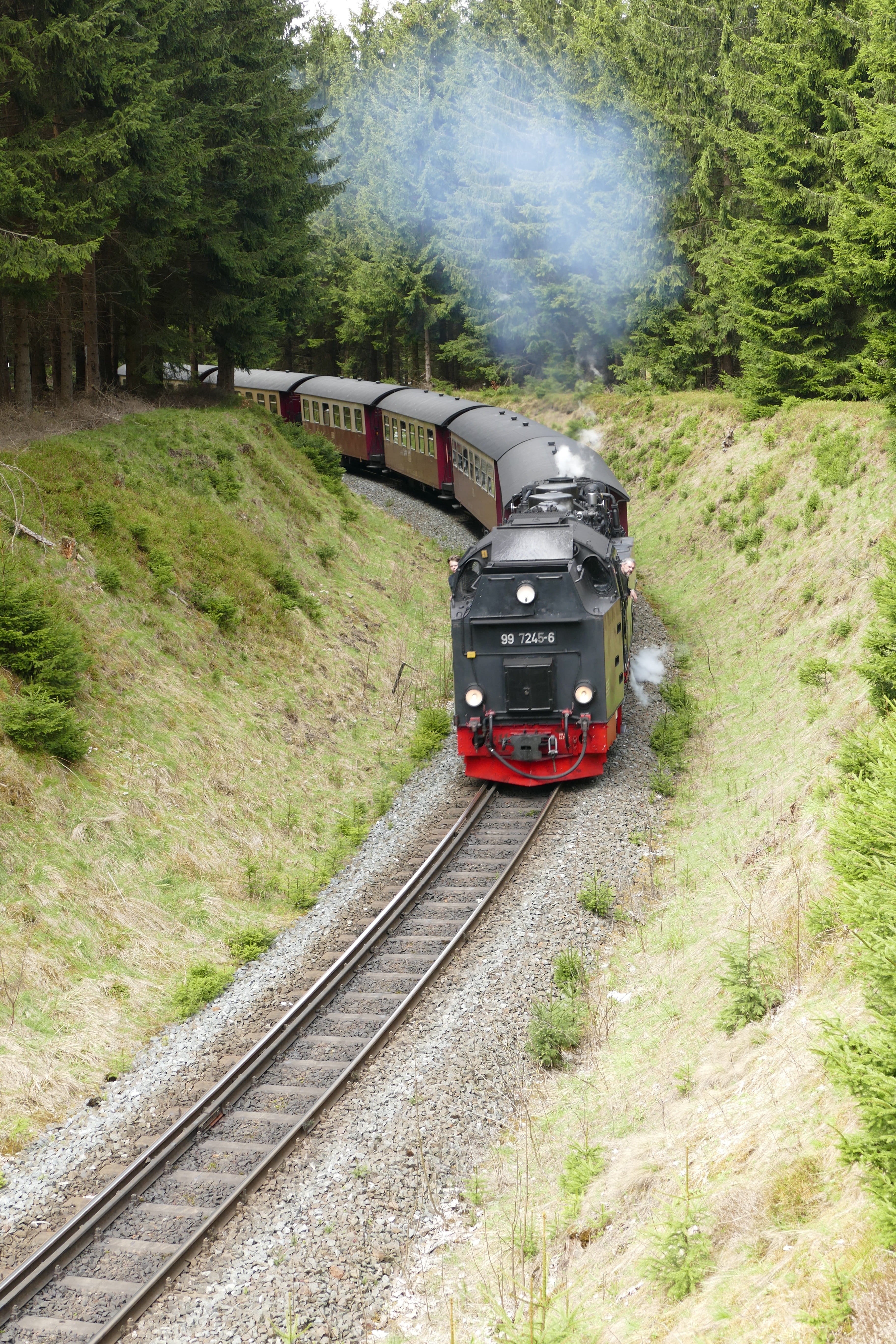 Gauge, outdoors, forest, train - vehicle, station, engine, rail transportation, travel, smoke - physical structure, people Traveling, train, transportation, Phone HD Wallpaper
