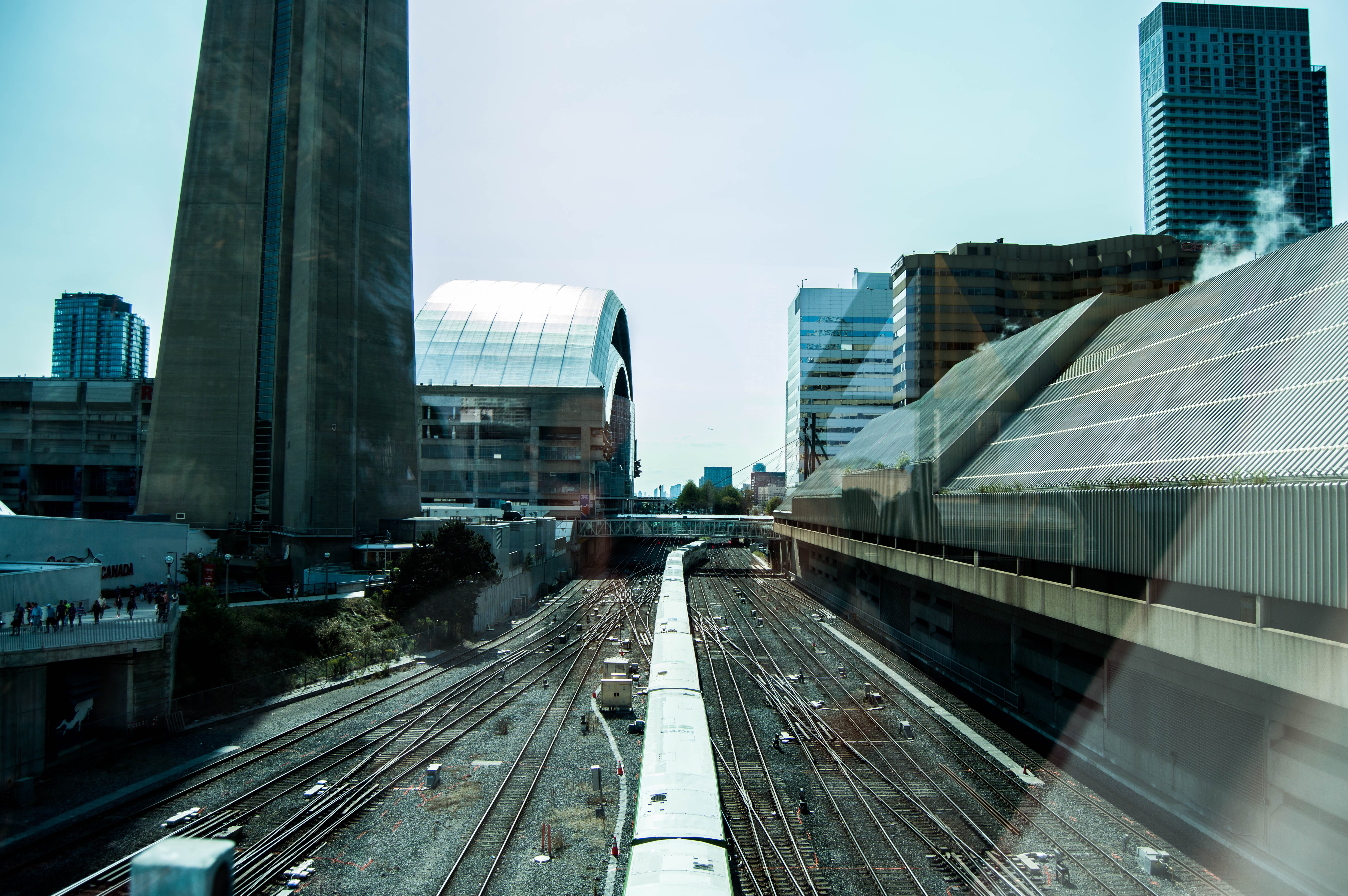 day, union station, modern, railway, office building exterior, public transportation, built structure, toronto, summer, skyscraper, metro toronto convention centre, HD Wallpaper