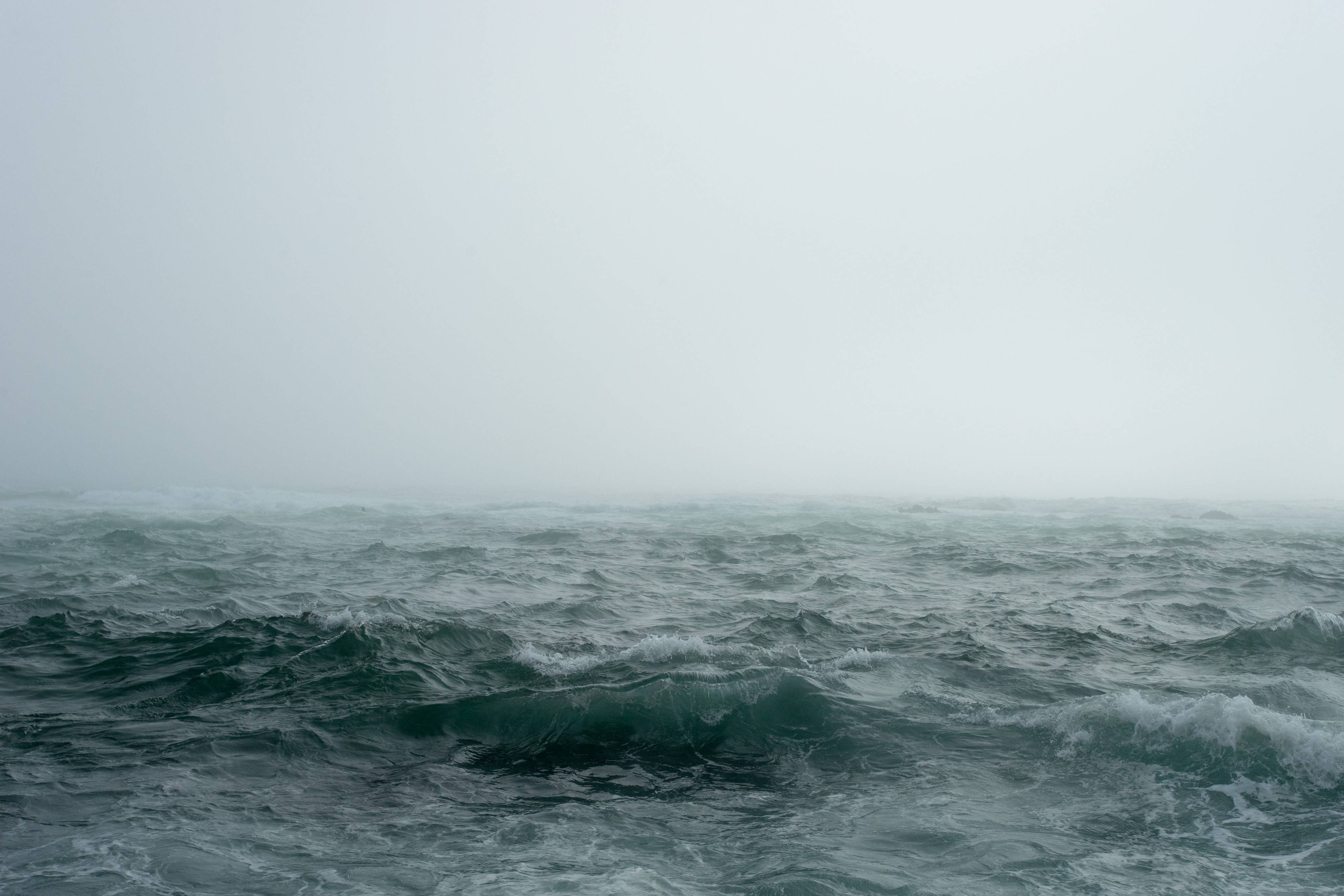 sea, sky, outdoors, fog, storm, ocean, mist, 4K, nature, HD Wallpaper