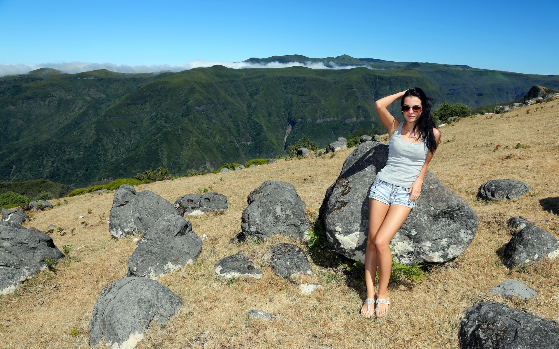 shorts, brunette, healthy Lifestyle, legs, rock, scenics - nature, caucasian Ethnicity, hiking, stones, landscape, recreational Pursuit, real people, short, HD Wallpaper
