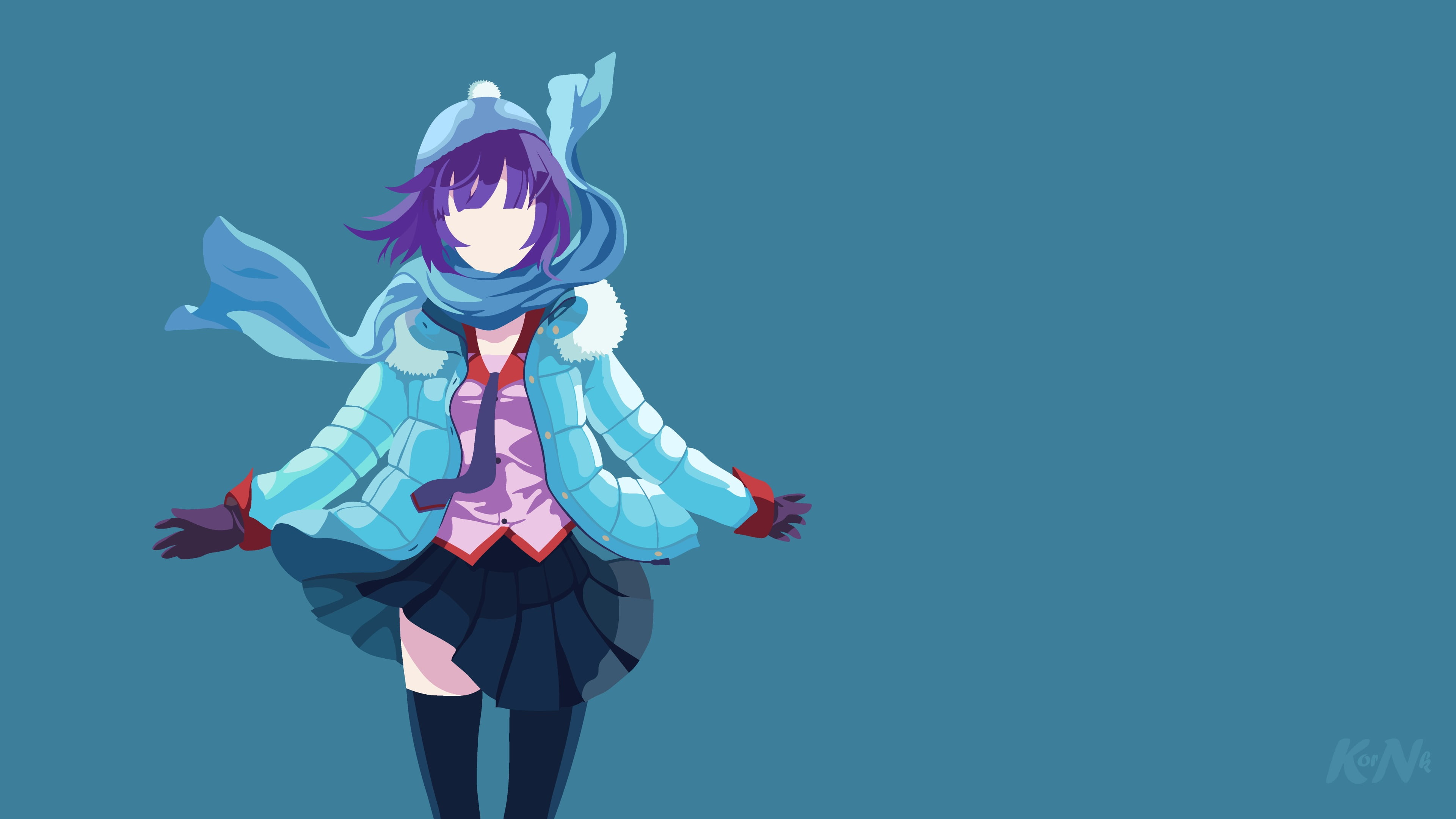 copy space, holiday, indoors, thigh-highs, one person, front view, women, Monogatari Series, 4K, studio shot, representation, anime girls, human representation, HD Wallpaper