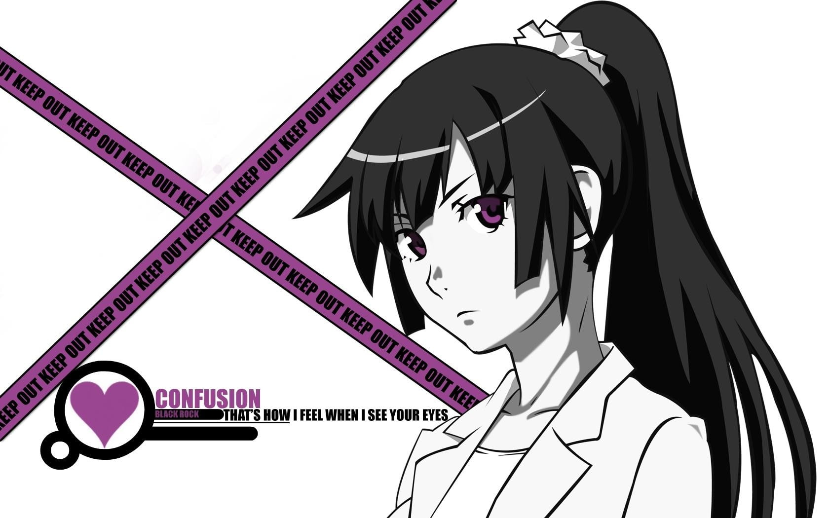 close-up, 720P, studio shot, communication, Senjougahara Hitagi, people, lifestyles, cut out, white background, western script, indoors, still life, women, HD Wallpaper