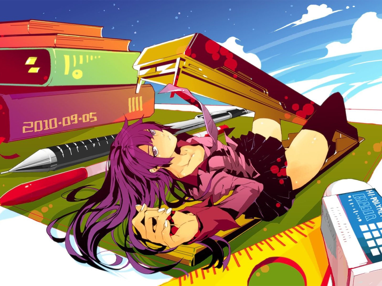 anime girls, 720P, Monogatari Series, Senjougahara Hitagi, HD Wallpaper