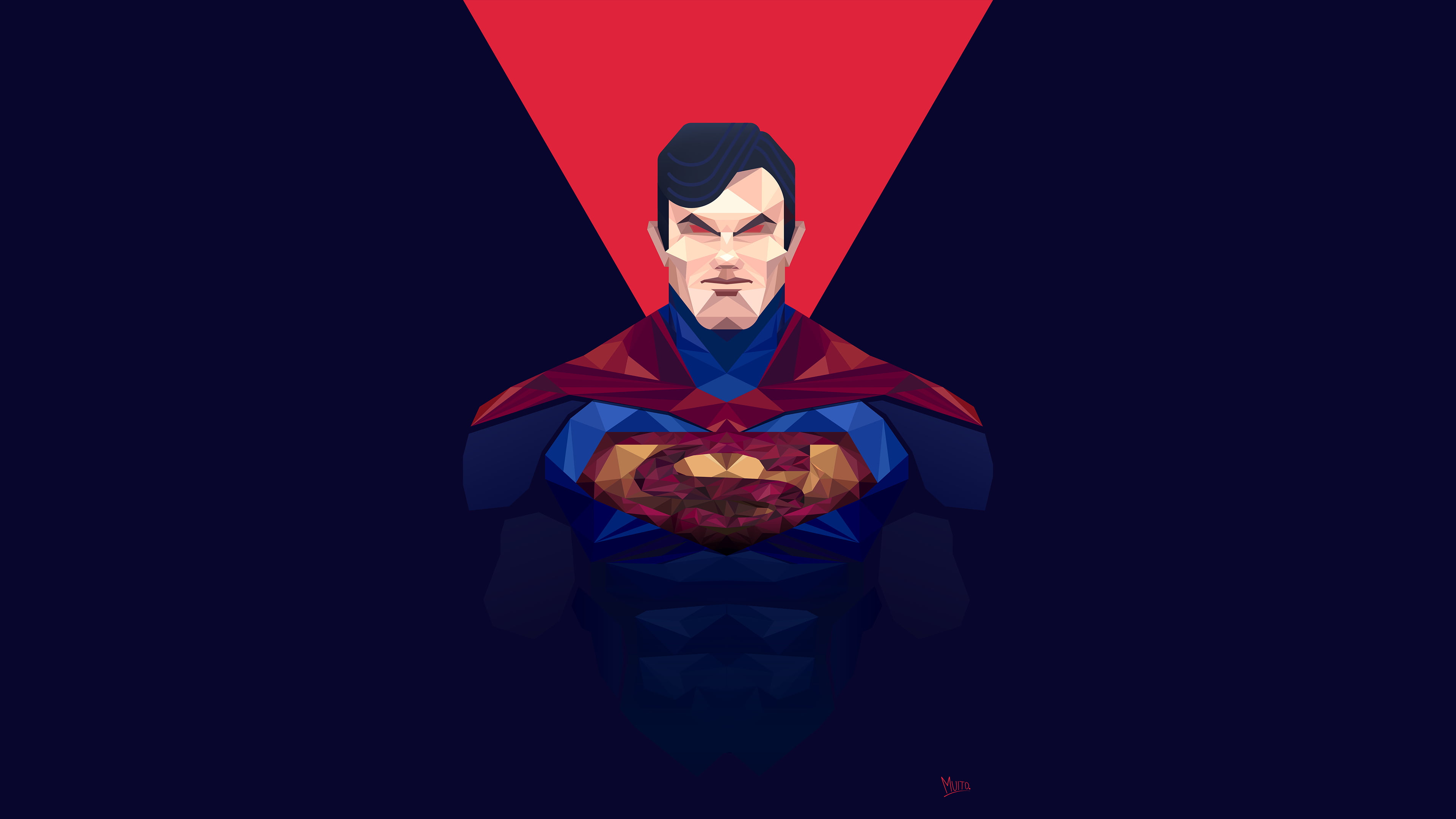 cape, Superman Man of Steel, minimalism, low poly, 4K, superhero, HD Wallpaper