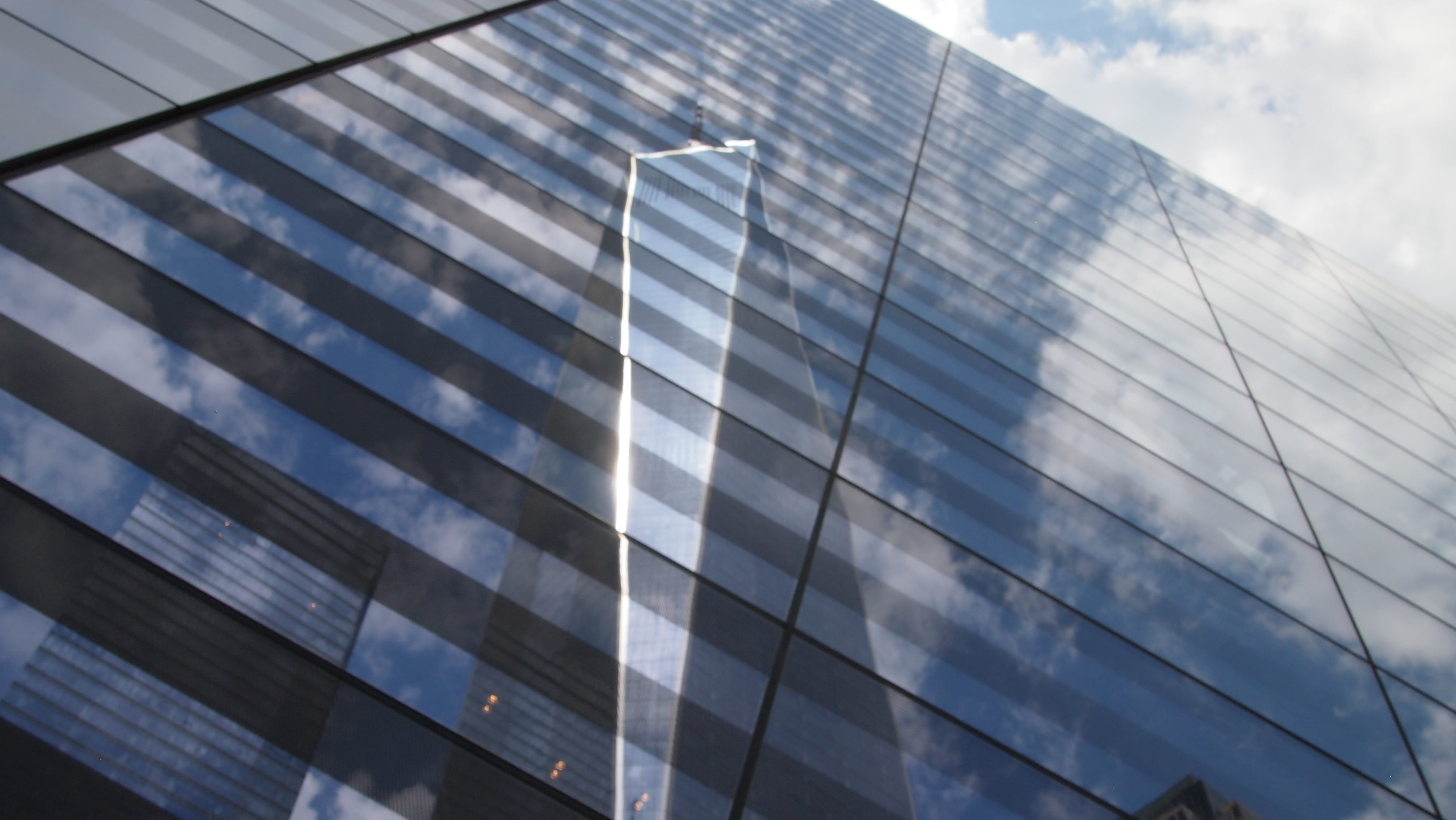 usa, outdoors, big apple, 1wtc, day, new york, pattern, one world trade center, manhattan, modern, silver colored, nyc, cloud - sky, america, alloy, glass, HD Wallpaper