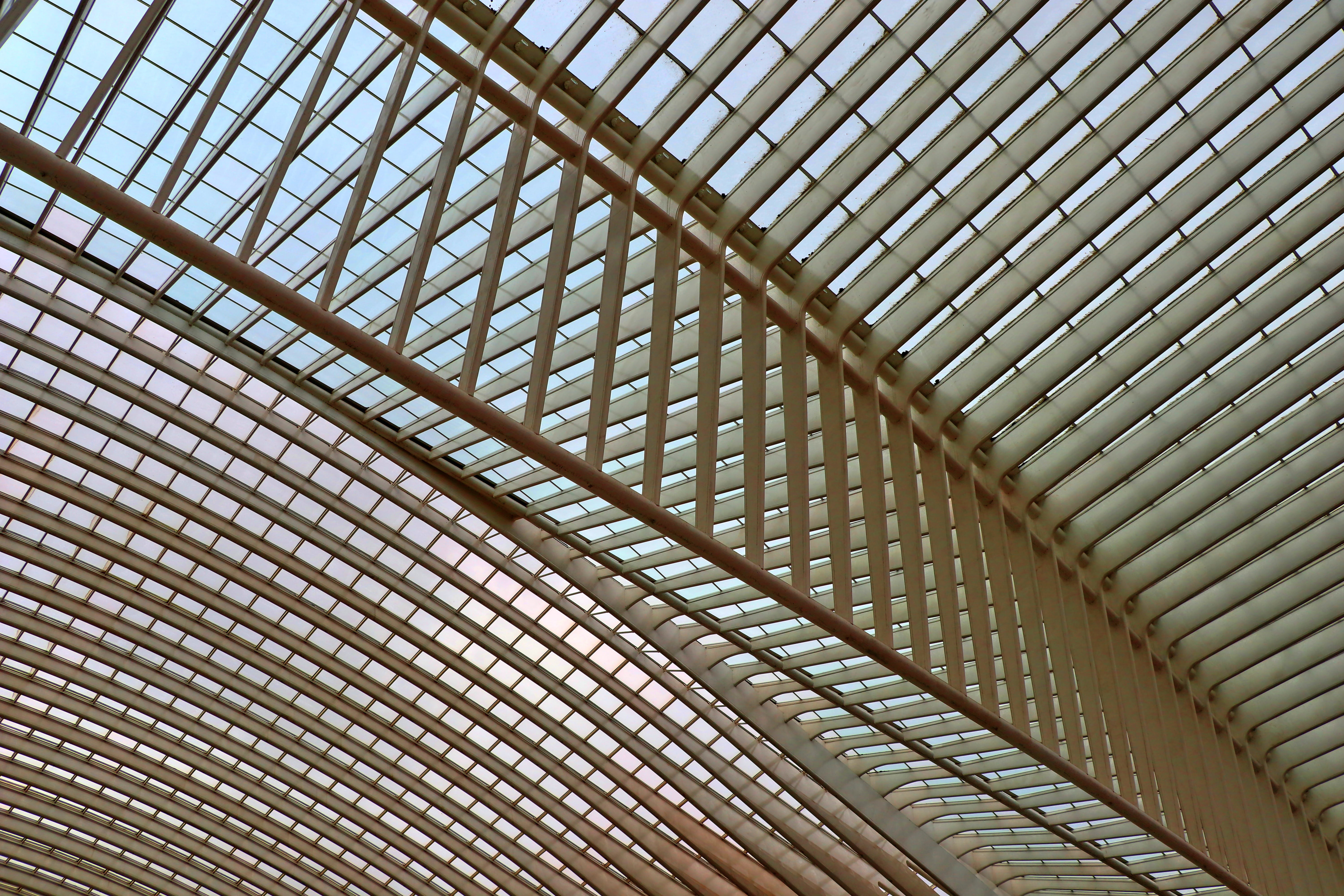 calatrava, repetition, construction, indoors, architecture, design, roof, low angle view, modern, canopy, no people, building, textured, full frame, modern architecture, HD Wallpaper
