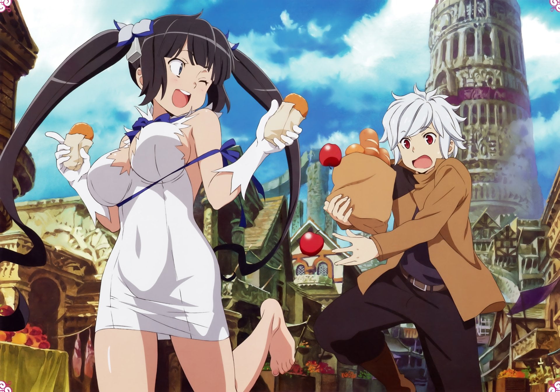event, sky, front view, costume, incidental people, Anime, 1080P, DanMachi, representation, arts culture and entertainment, festival, art and craft, Is It Wrong to Try to Pick Up Girls in a Dungeon?, HD Wallpaper