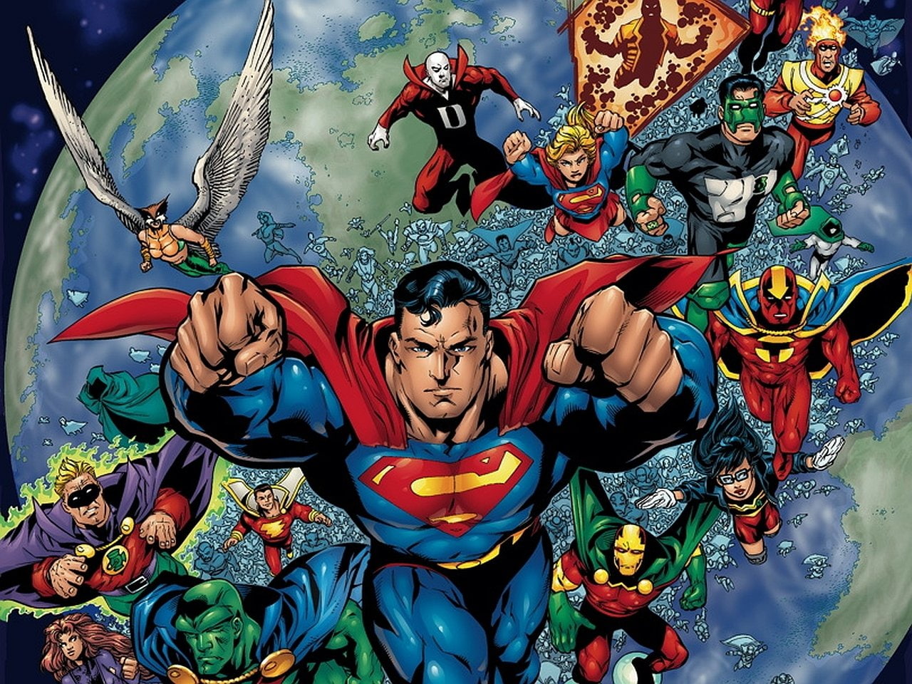 Deadman (DC Comics), Captain Marvel, Justice League Of America, Hawkgirl, Martian Manhunter, Superman, Mister Miracle, Spectre (DC Comics), Firestorm (Comics), HD Wallpaper