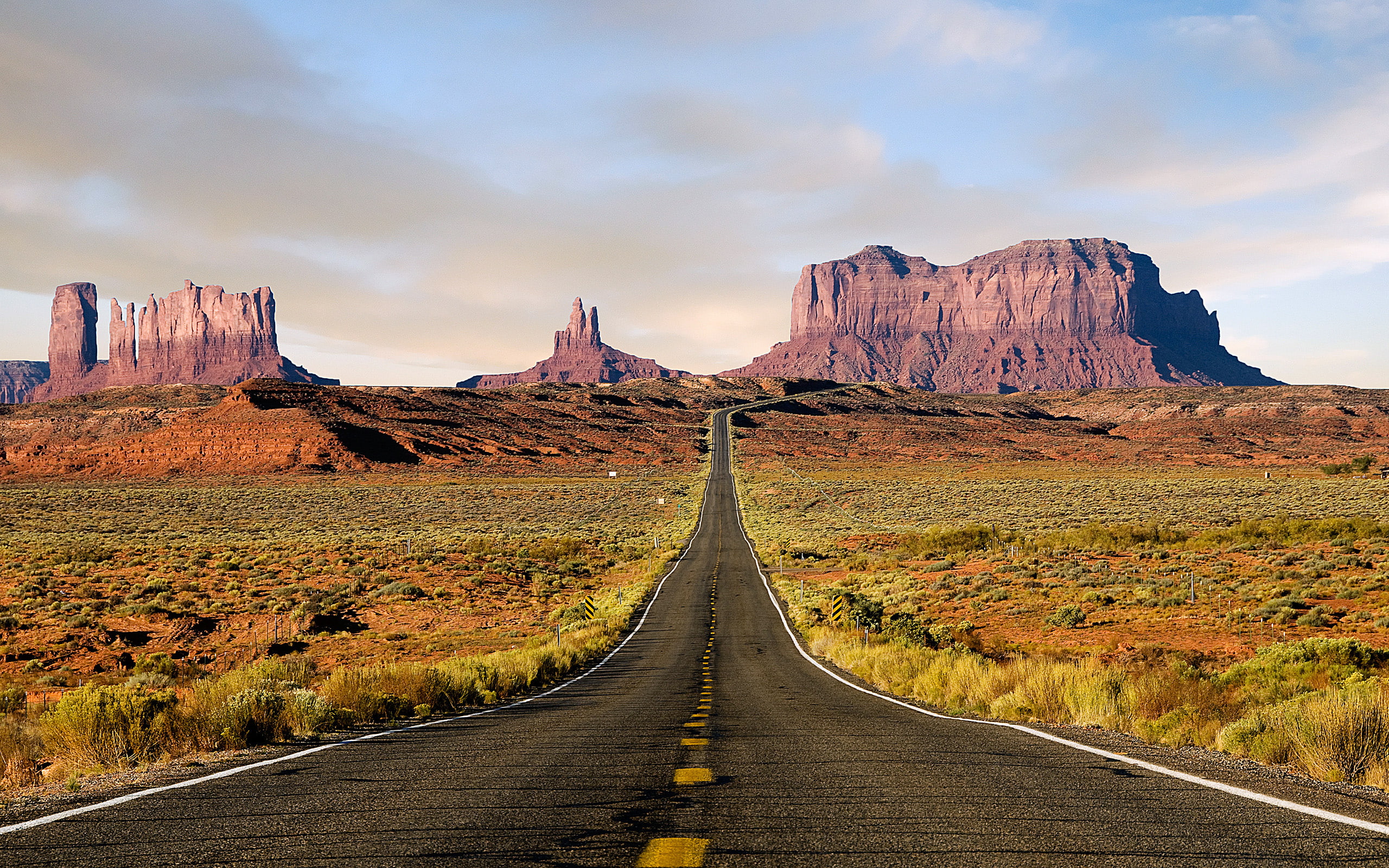 mountains, 2K, photography, nature, landscape, route, desert, monumentvalley, brown, sky, roads, HD Wallpaper