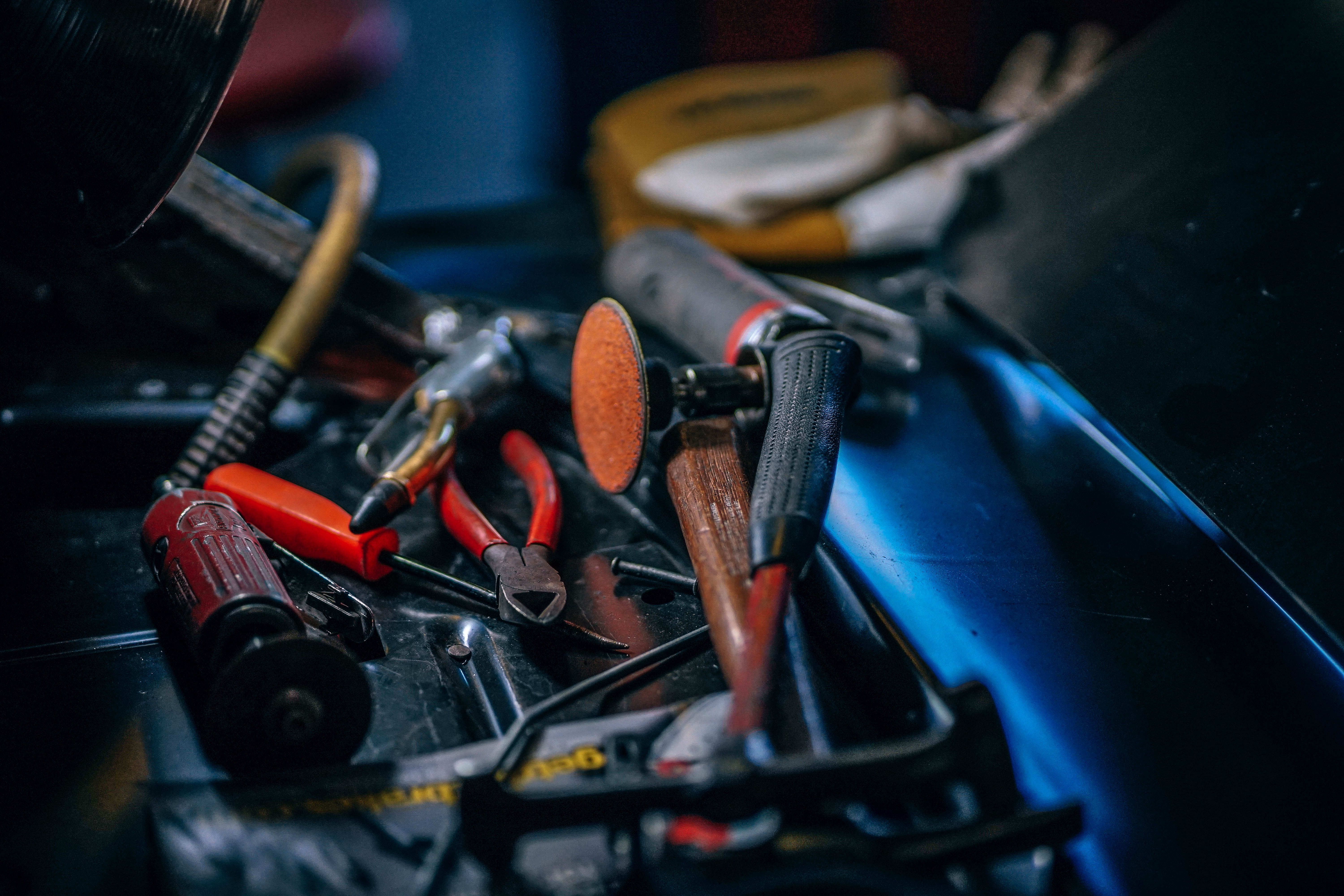 art and craft, hammer, wooden, vehicle, collection, toolkit, indoors, pliers, shallow, business, industry, metal, 5K, focus, iron, toolbox, vise, equipment, HD Wallpaper