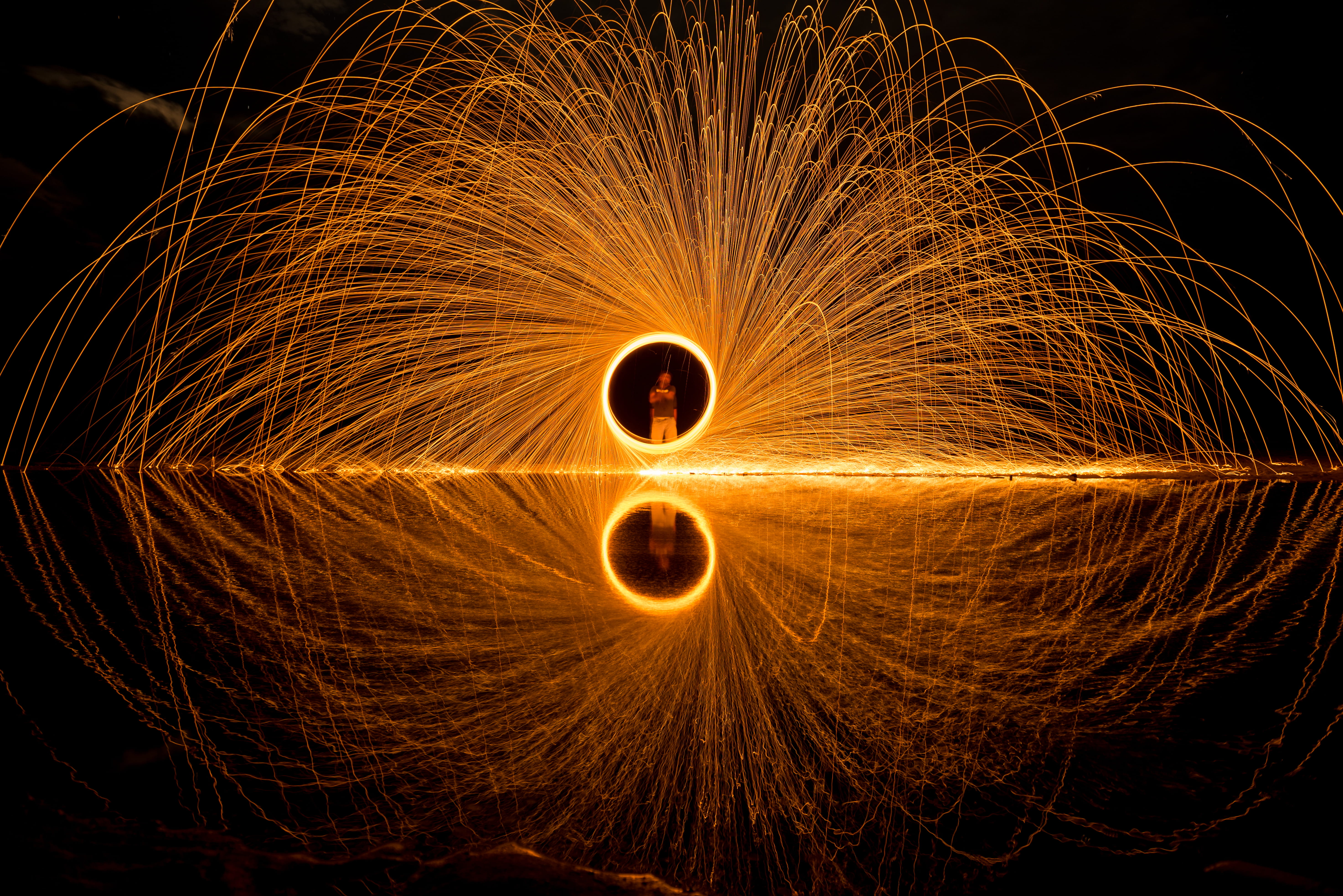 motion, shape, speed, spin, wire wool, circle, blurred motion, light, movement, steel wool, communication, fire, person, burning, long exposure, nature, HD Wallpaper