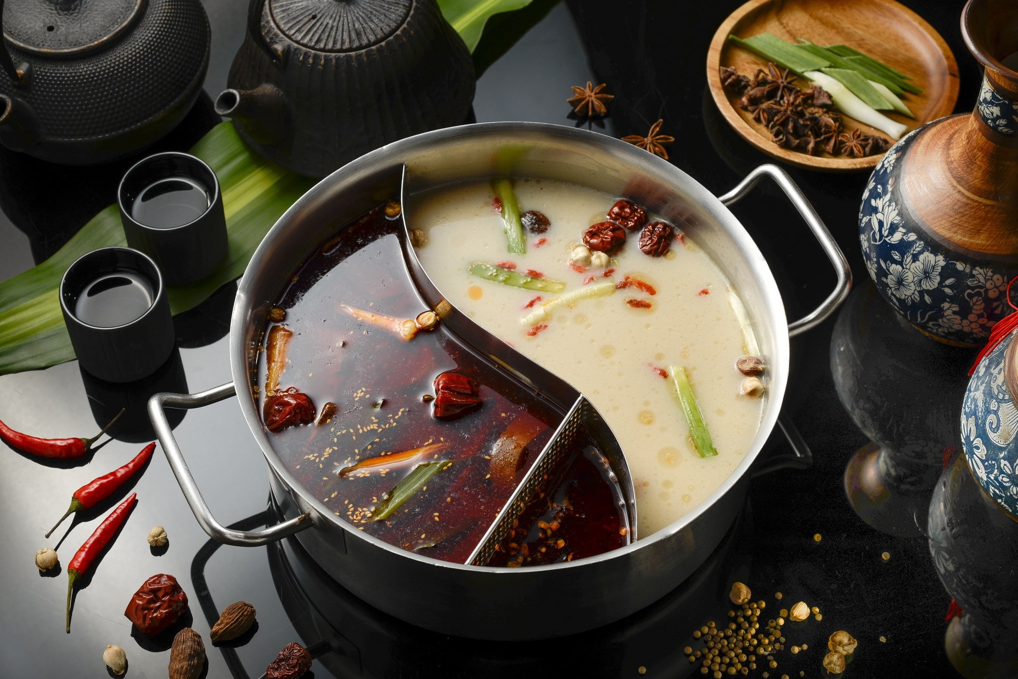1080P, indoors, high angle view, food and drink, food, crockery, freshness, wellbeing, bowl, household equipment, no people, cup, Hot Pot, spoon, eating utensil, HD Wallpaper