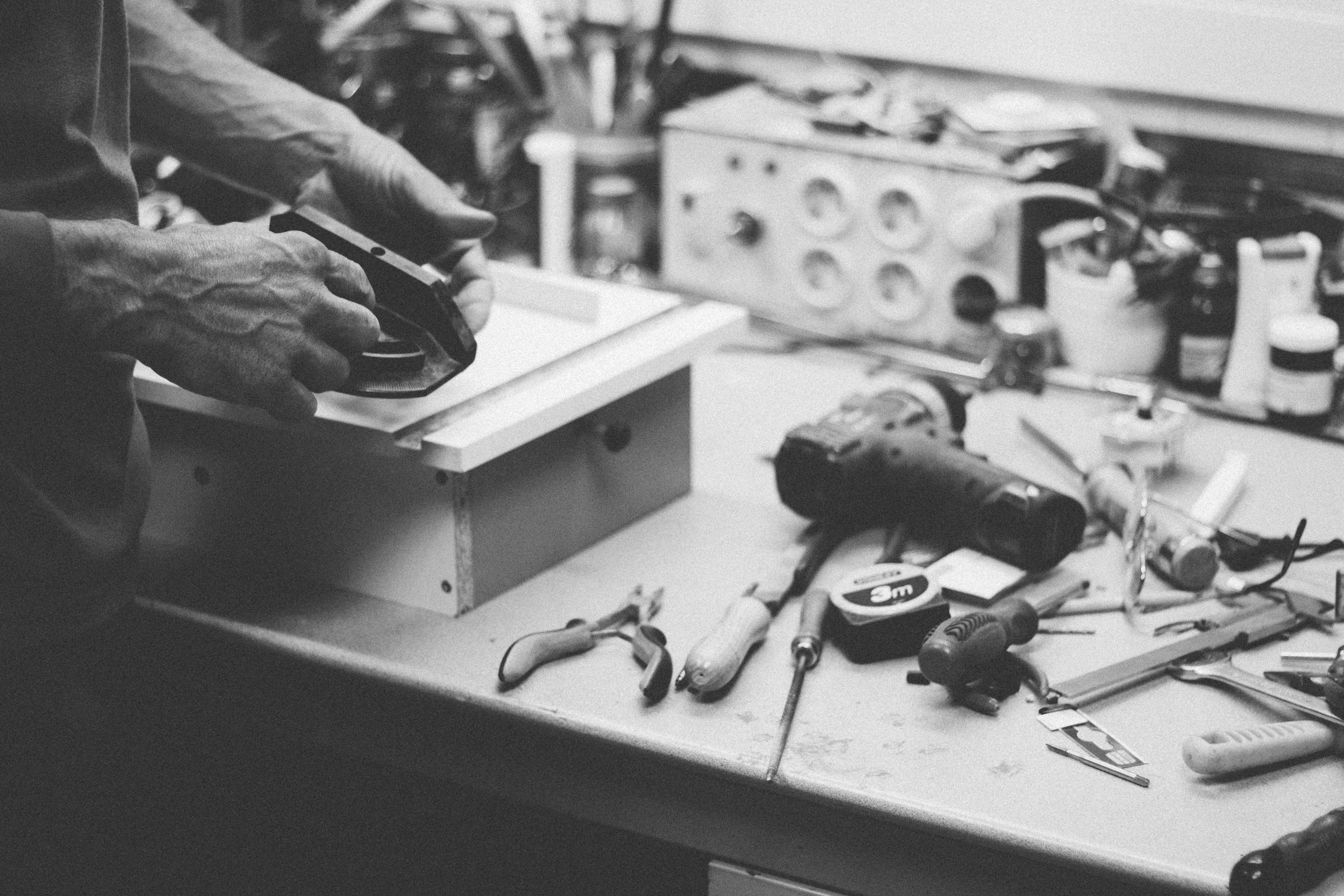 equipment, person, standing, photo, 5K, handmade, job, work, technology, skill, workshop, real people, human body part, human hand, indoors, tool, men, HD Wallpaper