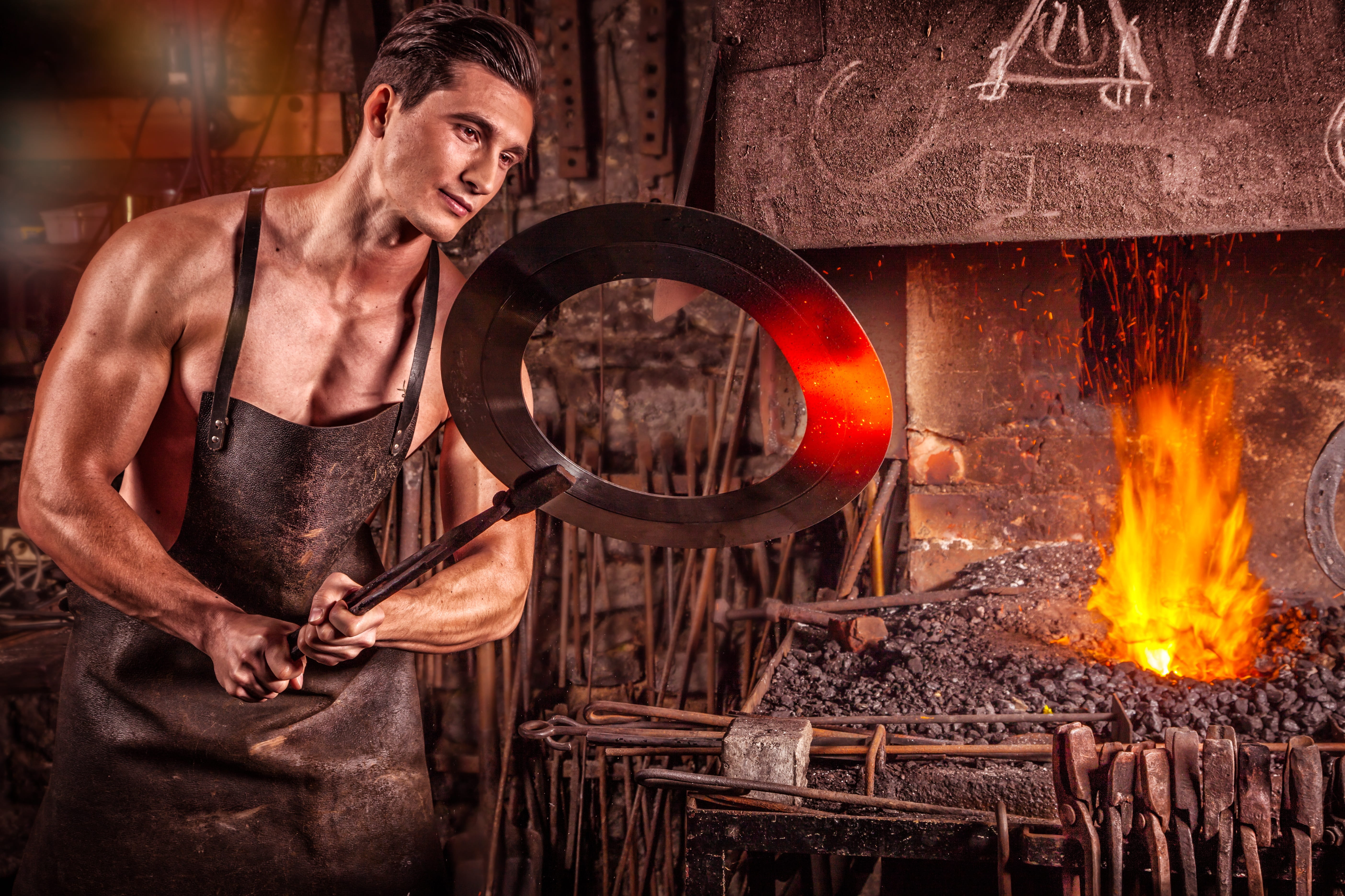 heat - temperature, heat, steel, fire, males, strength, flame, glow, embers, shirtless, fire - natural phenomenon, young men, wearing, 5K, burning, young adult, HD Wallpaper
