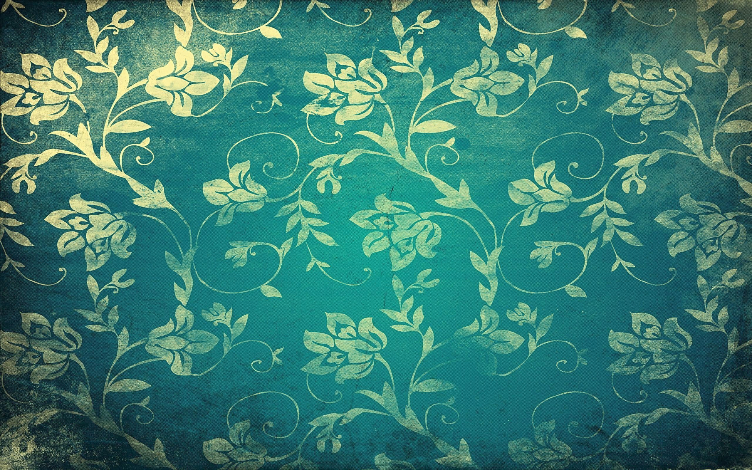 retro, textil, 2560x1600, floral, abstract, blue, 2K, white, pattern, HD Wallpaper