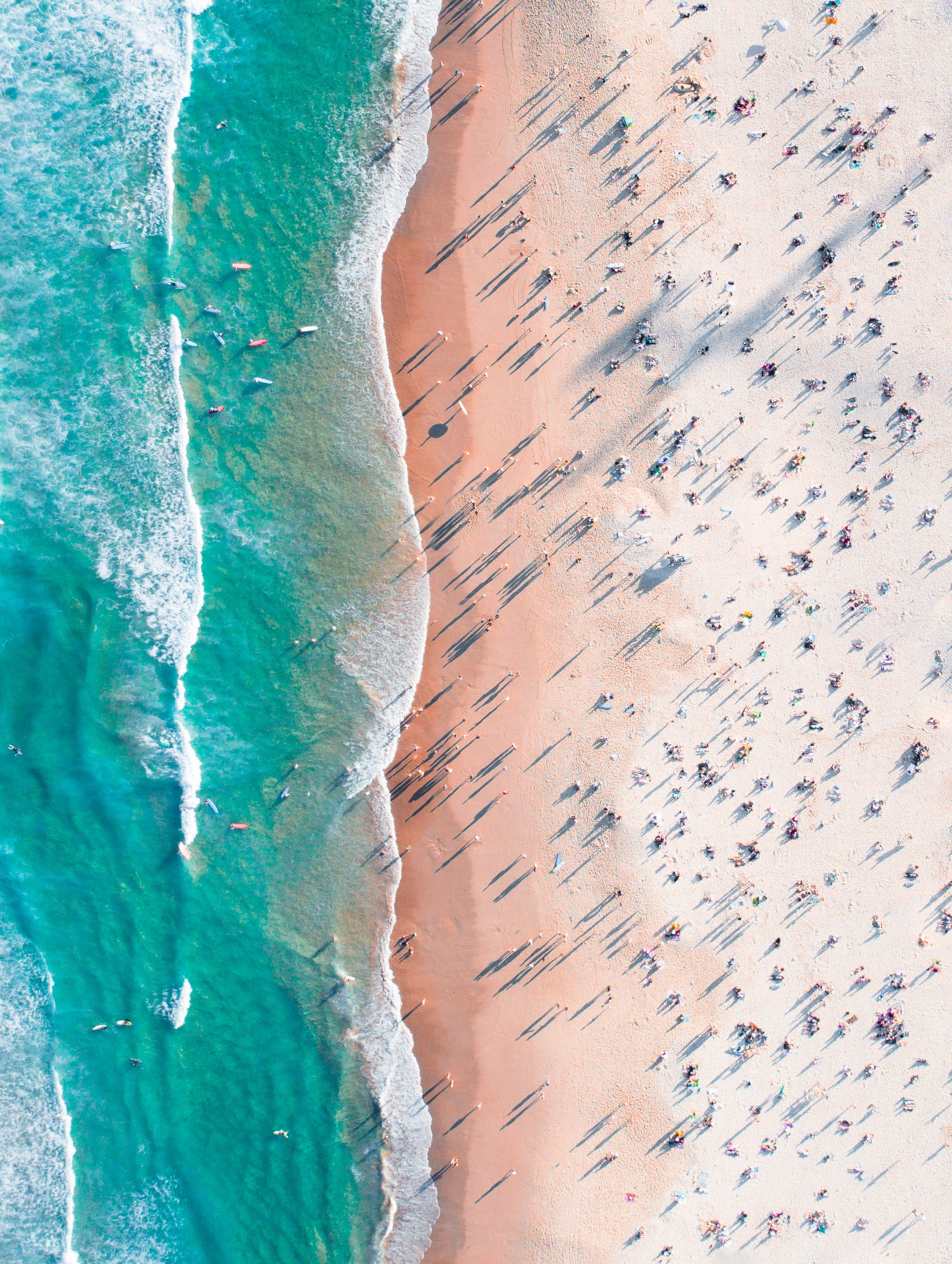 rocks, beach, nature, travel destinations, 2K, close-up, wave, photography, day, outdoors, sport, shadow, aerial, motion, aquatic sport, land, no people, Phone HD Wallpaper