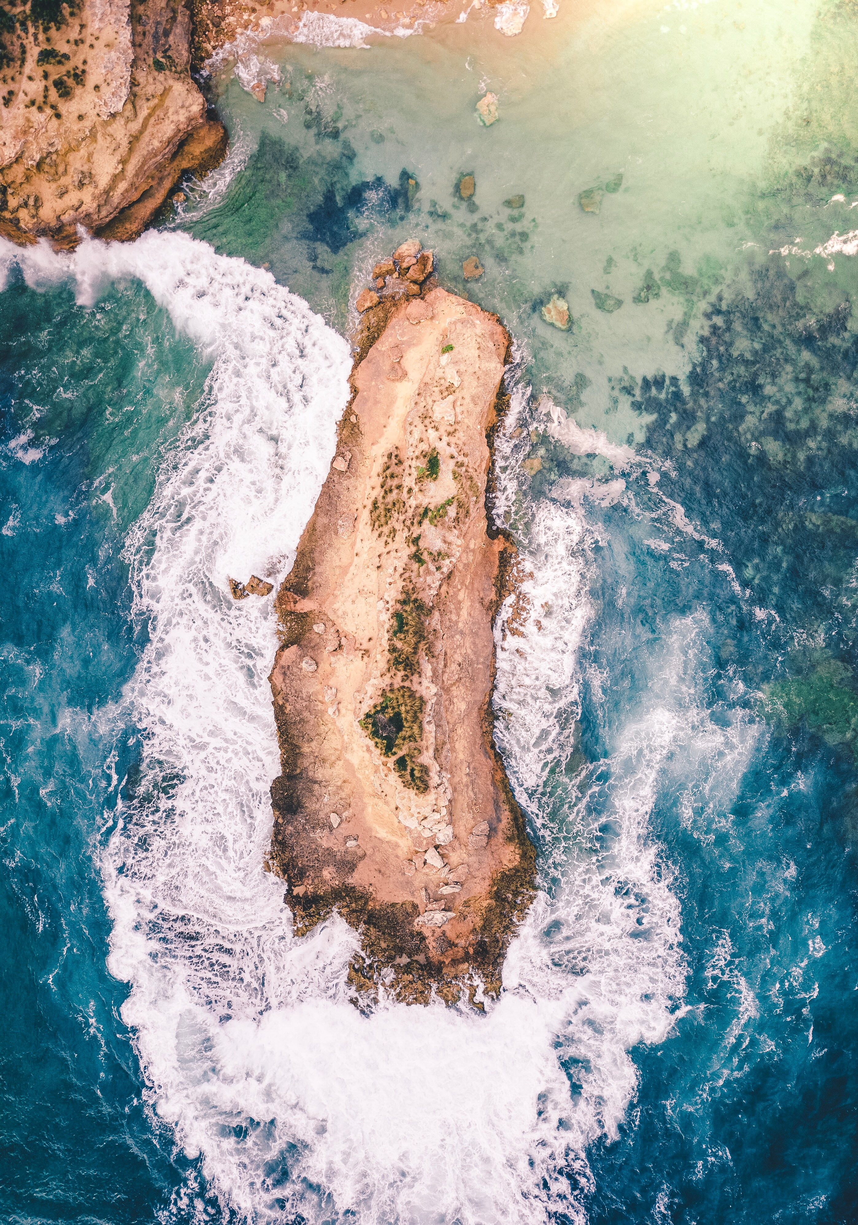 drone photo, splashing, flowing water, island, ocean, beauty in nature, scenics - nature, high angle view, sport, idyllic, aerial, 4K, surfing, day, solid, Phone HD Wallpaper