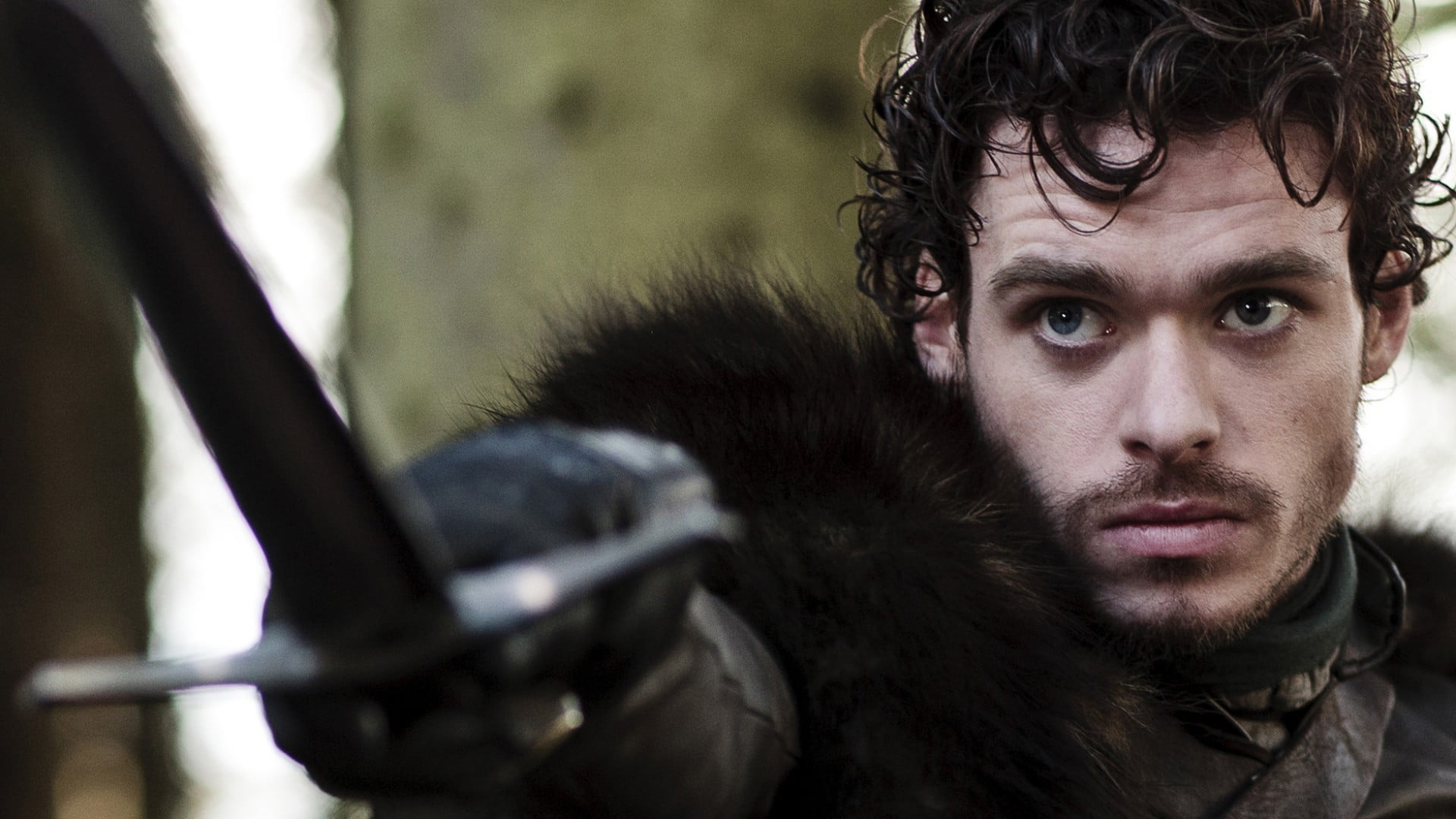 Richard Madden, white, looking at camera, close-up, short, hair, dog, men, headshot, mammal, front view, facial hair, young adult, 1080P, coated, Robb Stark, HD Wallpaper