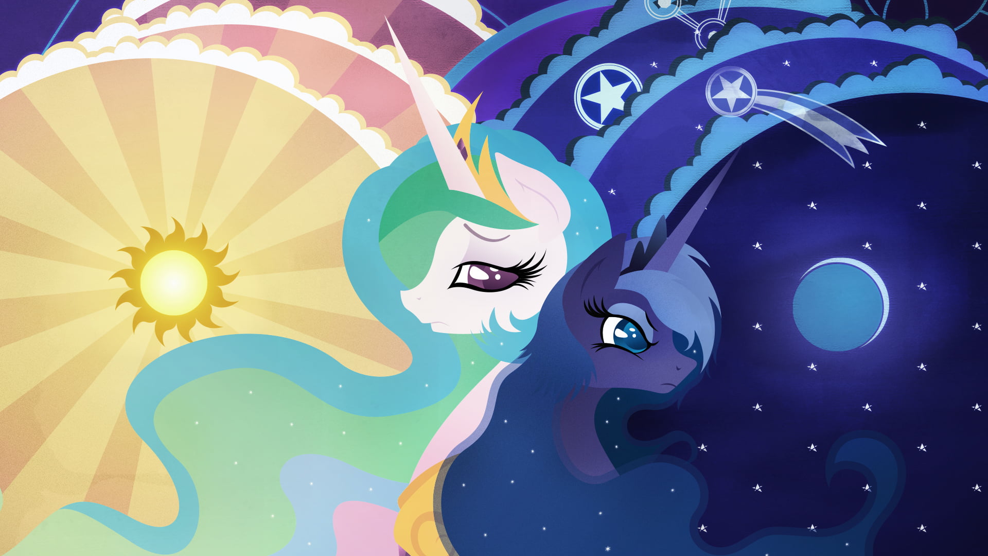 lighting equipment, unicorns, moon, cartoon, representation, computer Graphic, arts culture and entertainment, purple, blue, multi colored, beautiful, HD Wallpaper