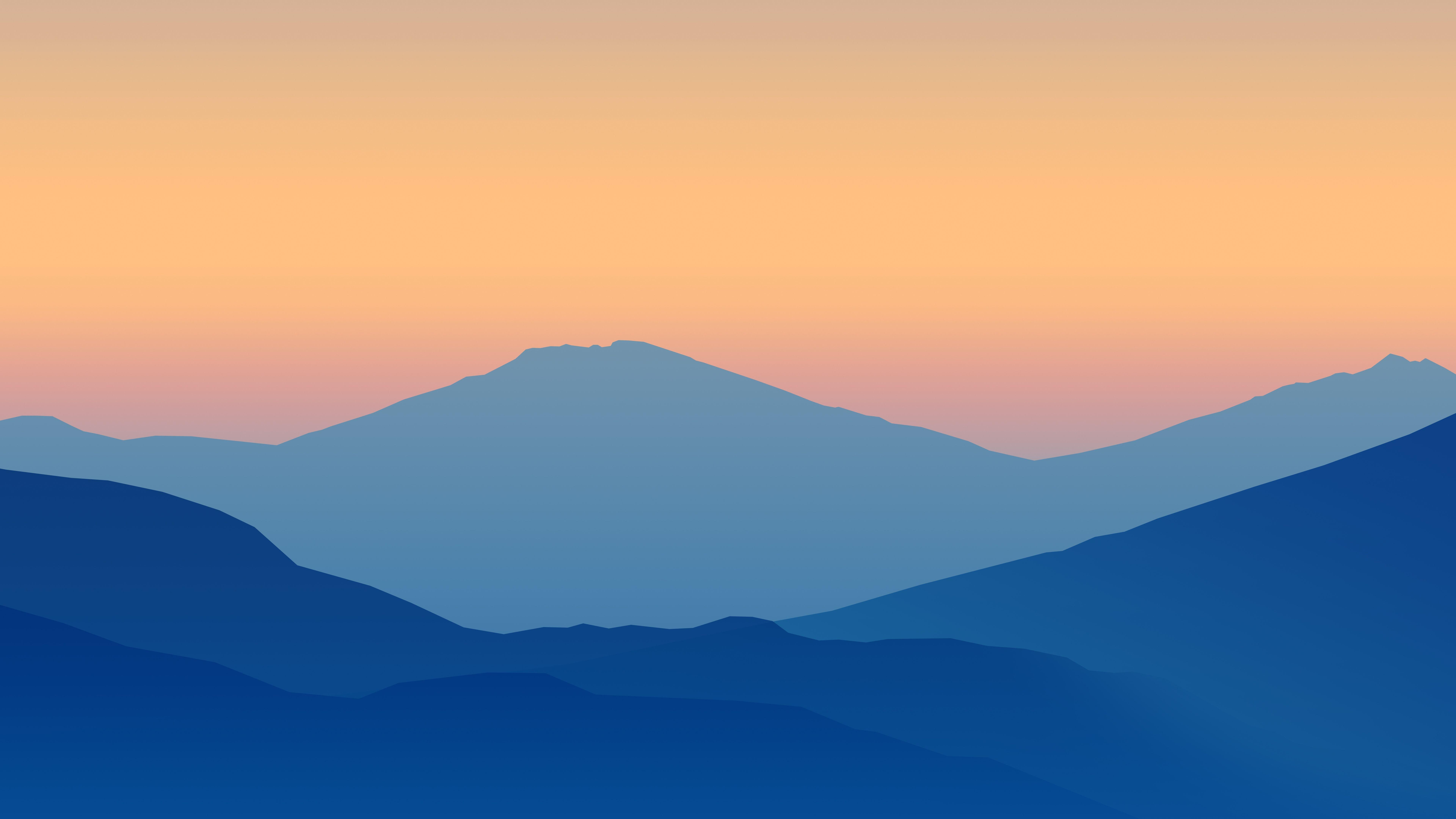 silhouette, dawn, mist, photoshop, photoshop art, 8k uhd, landscape, mountain, 8K, ridge, orange sky, HD Wallpaper