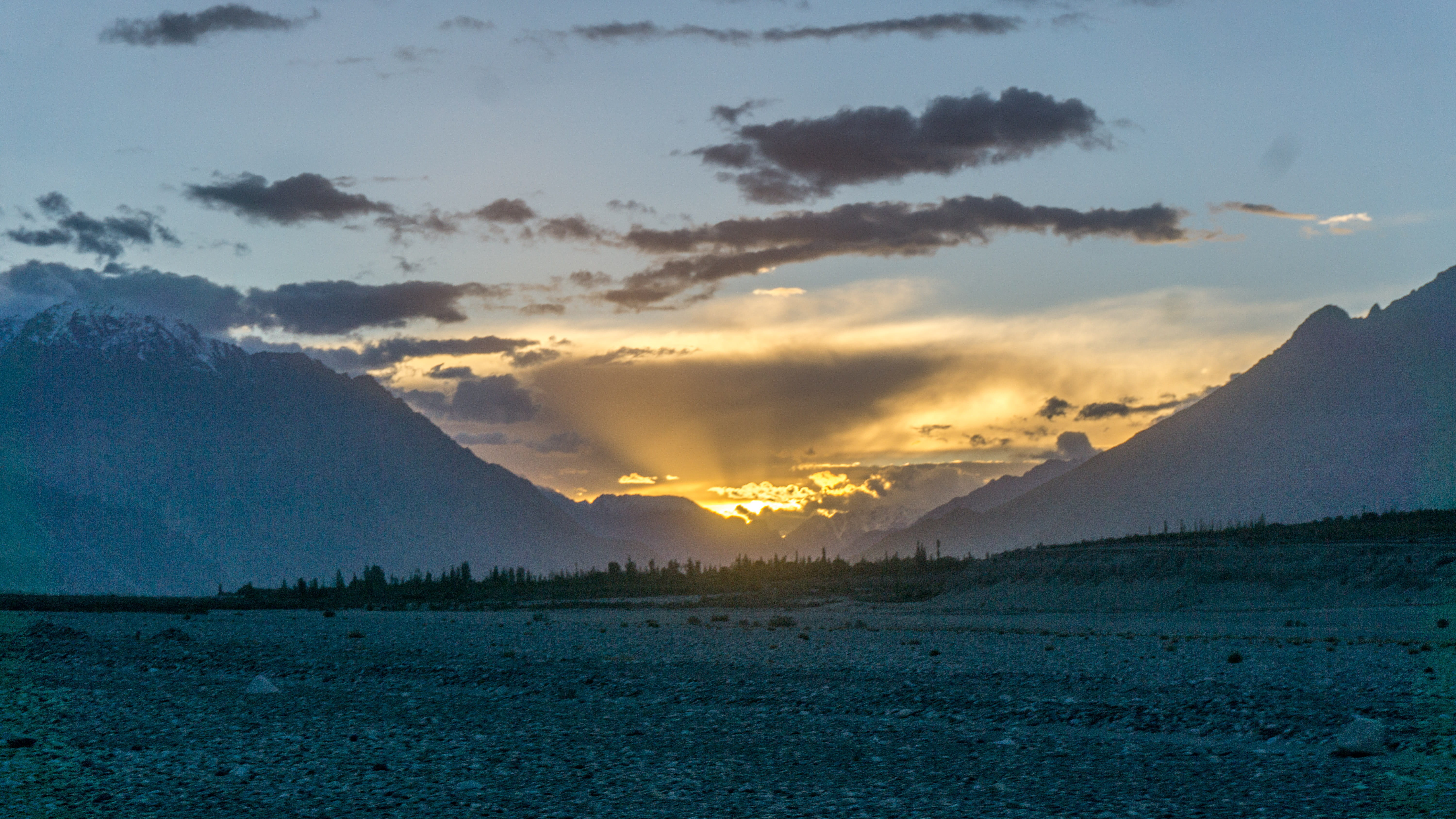 environment, sunset, nature, cloud, jammu kashmir, remote, desert, hunder, mountain, lake, tranquil scene, idyllic, cloud - sky, water, beauty in nature, HD Wallpaper