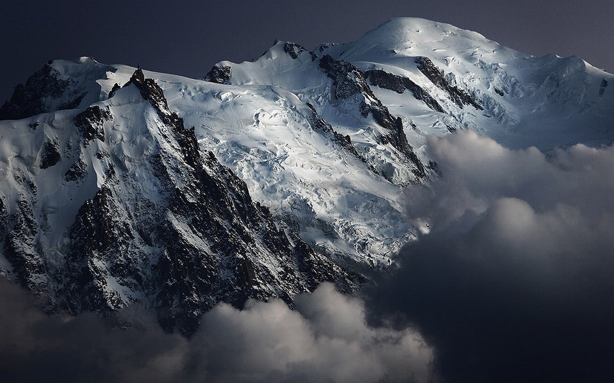 snowy peak, outdoors, mountain, Alps, snow, majestic, beauty in nature, tranquility, 480P, summit, cloud - sky, mountains, no people, mountain range, mountain peak, HD Wallpaper