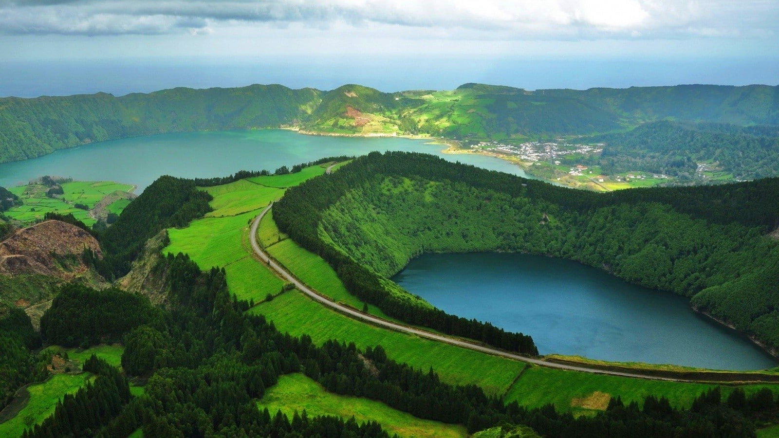 nature, Green, Portugal, Trees, road, Azores, lake, Sao Miguel Island, 720P, landscape, clouds, HD Wallpaper