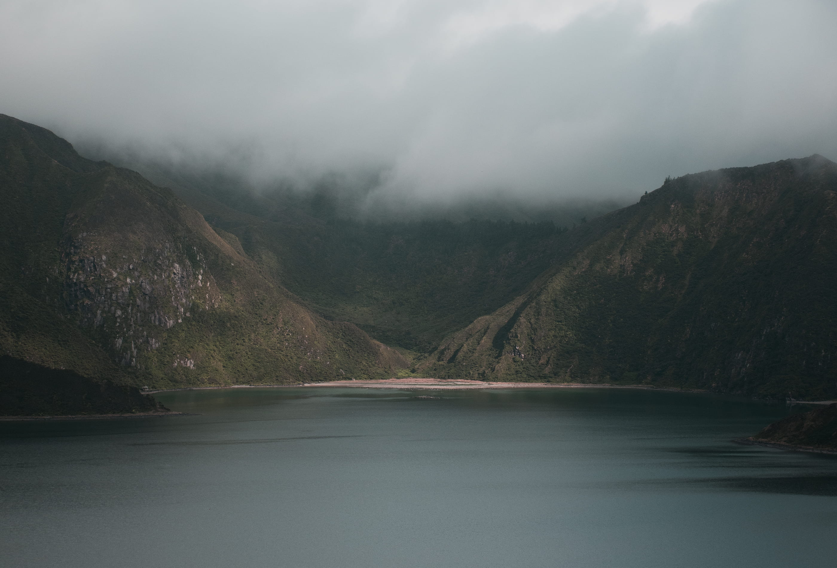 ocean, sky, scenery, promontory, tranquil scene, water, fog, 2K, azores, beauty in nature, são miguel island, lake, portugal, remote, sea, non-urban scene, HD Wallpaper