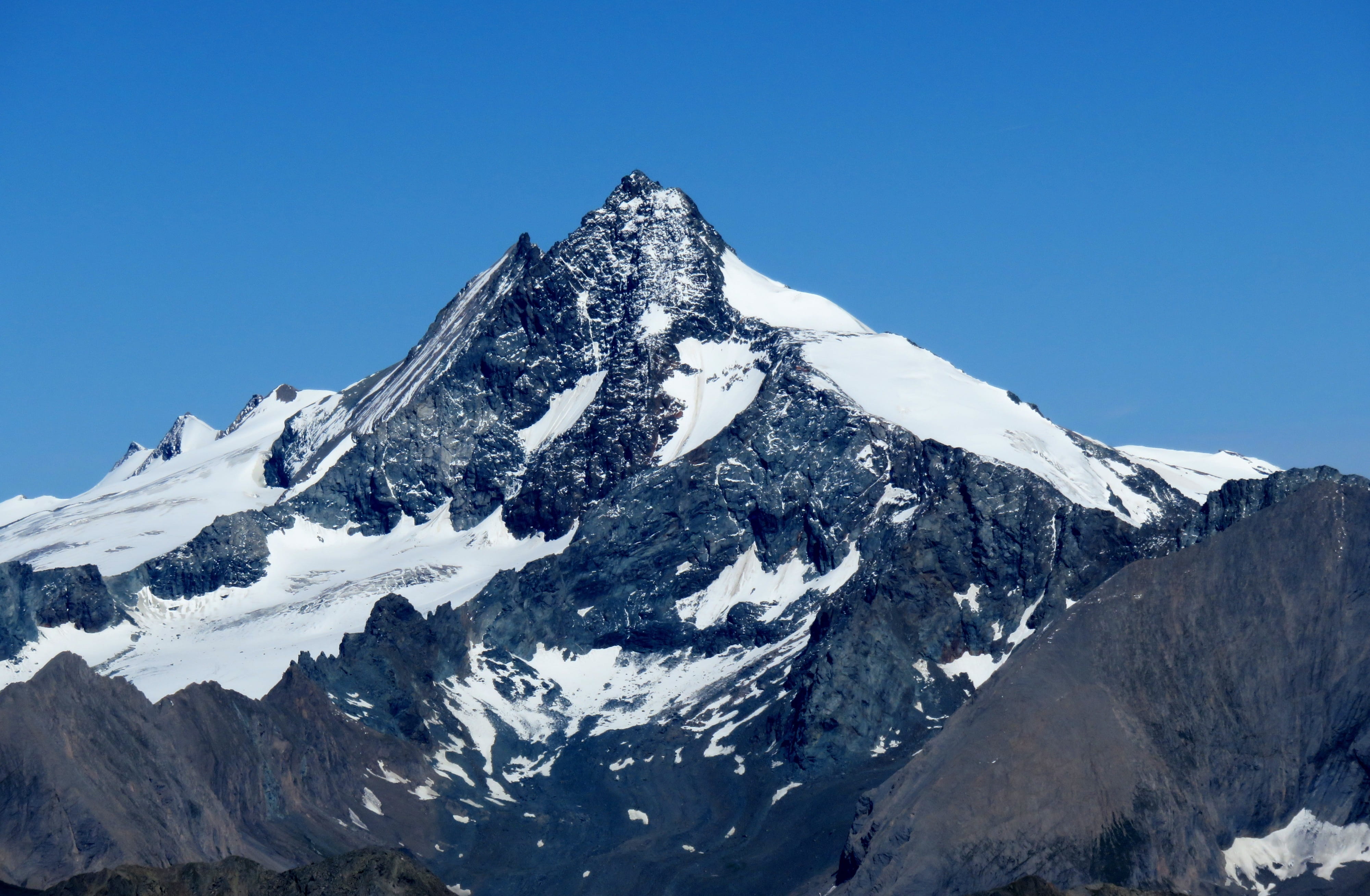 mountain peak, cold temperature, mountain range, tranquility, alpes, snow, tranquil scene, day, extreme weather, formation, non-urban scene, summer, austria, HD Wallpaper