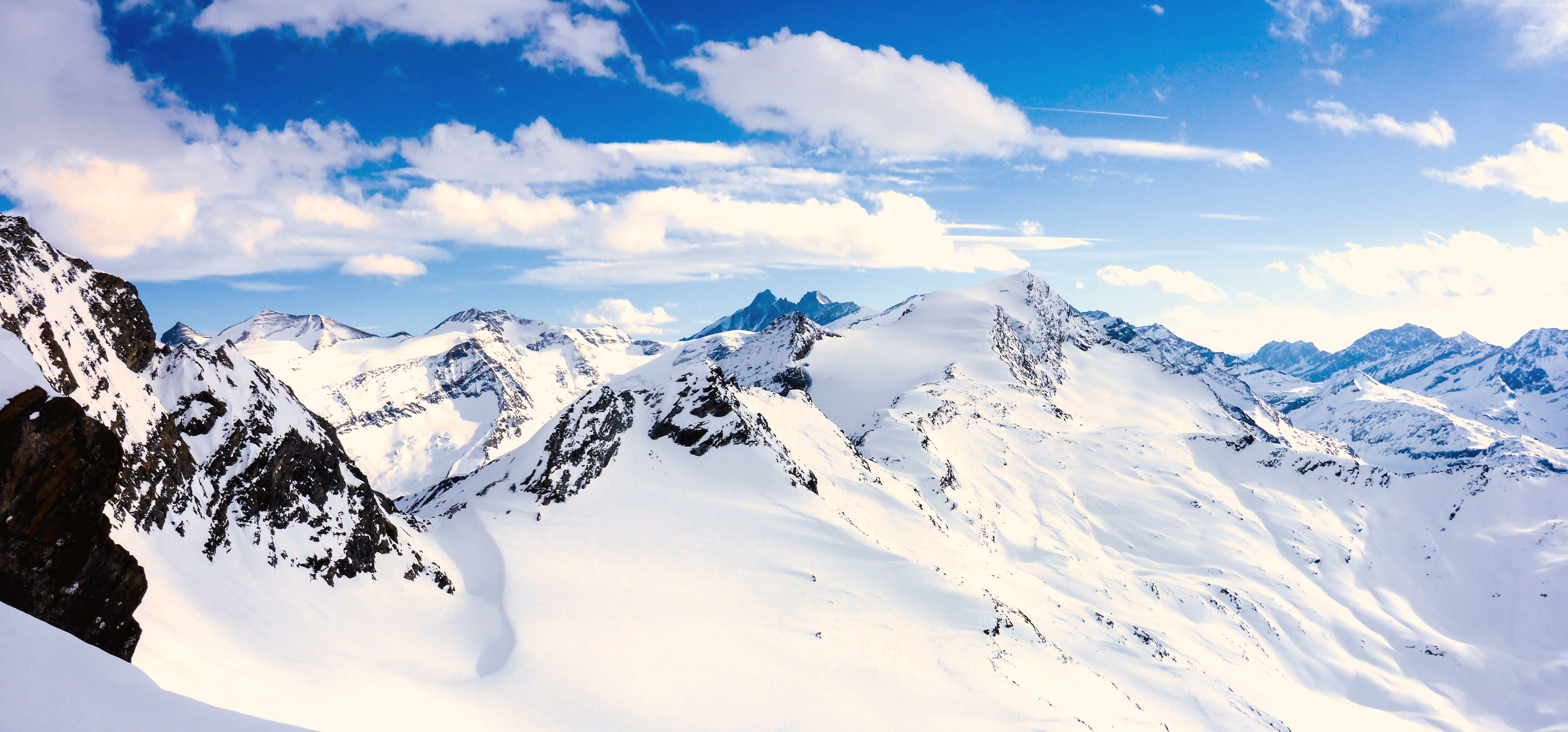 5K, Austria, clouds, Grossglockner, 5k, snow, mountains, winter, sky, HD Wallpaper