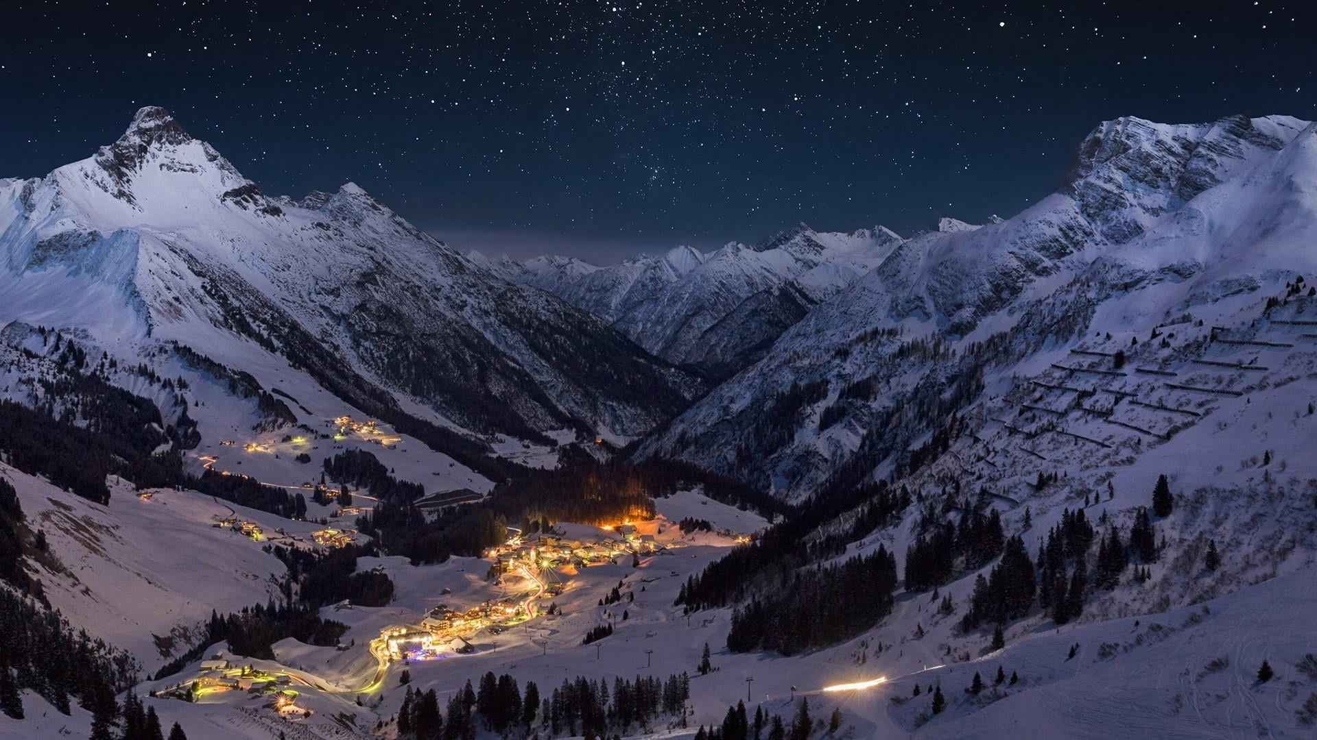 space, starry night, winter, night, ski resort, star, no people, starry sky, cold temperature, environment, mountain peak, beauty in nature, milky way, HD Wallpaper