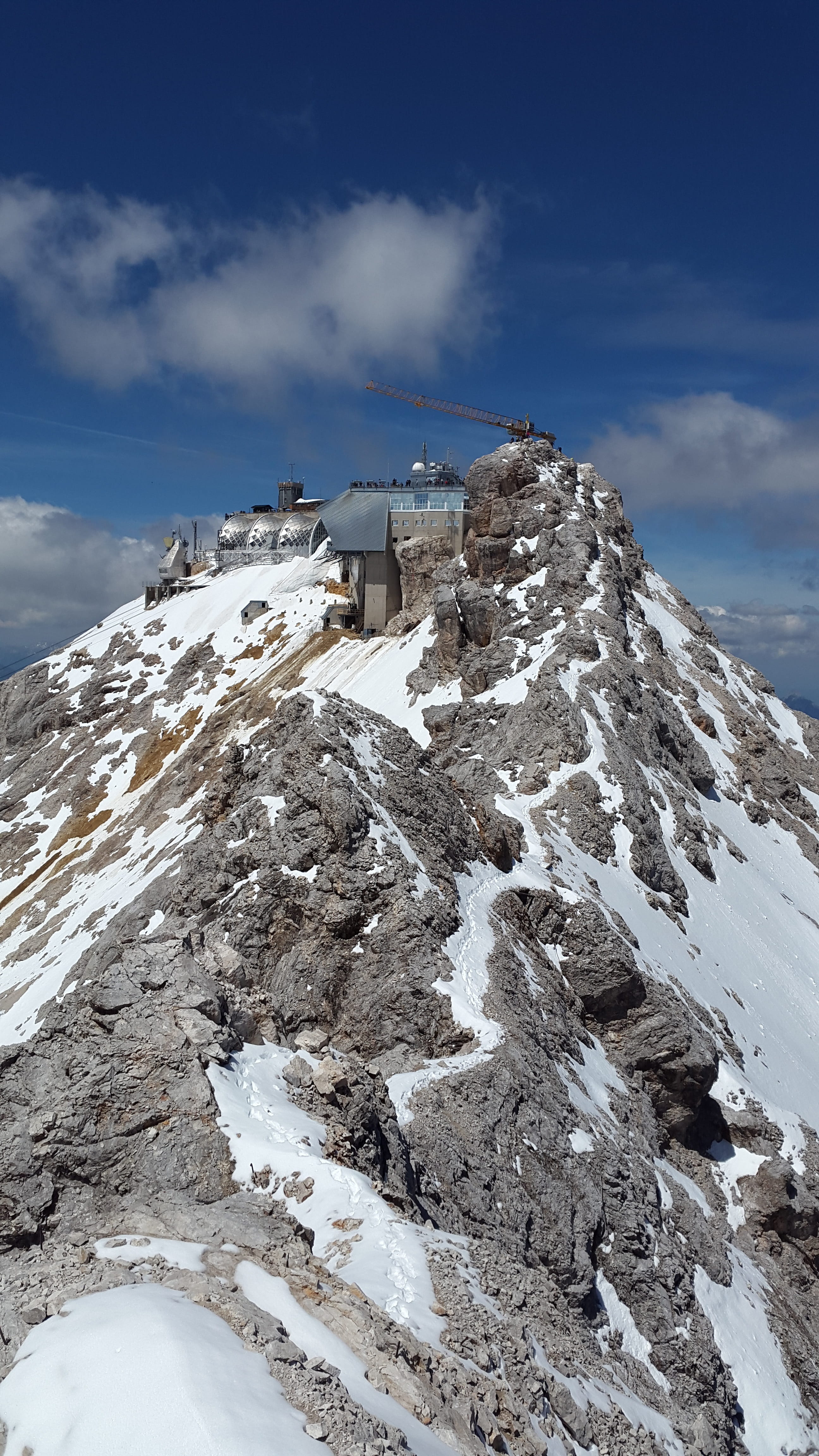 weather stone, scenics - nature, cold temperature, Zugspitze, winter, europe, 4K, architecture, environment, mountain, white color, sky, high mountains, Phone HD Wallpaper