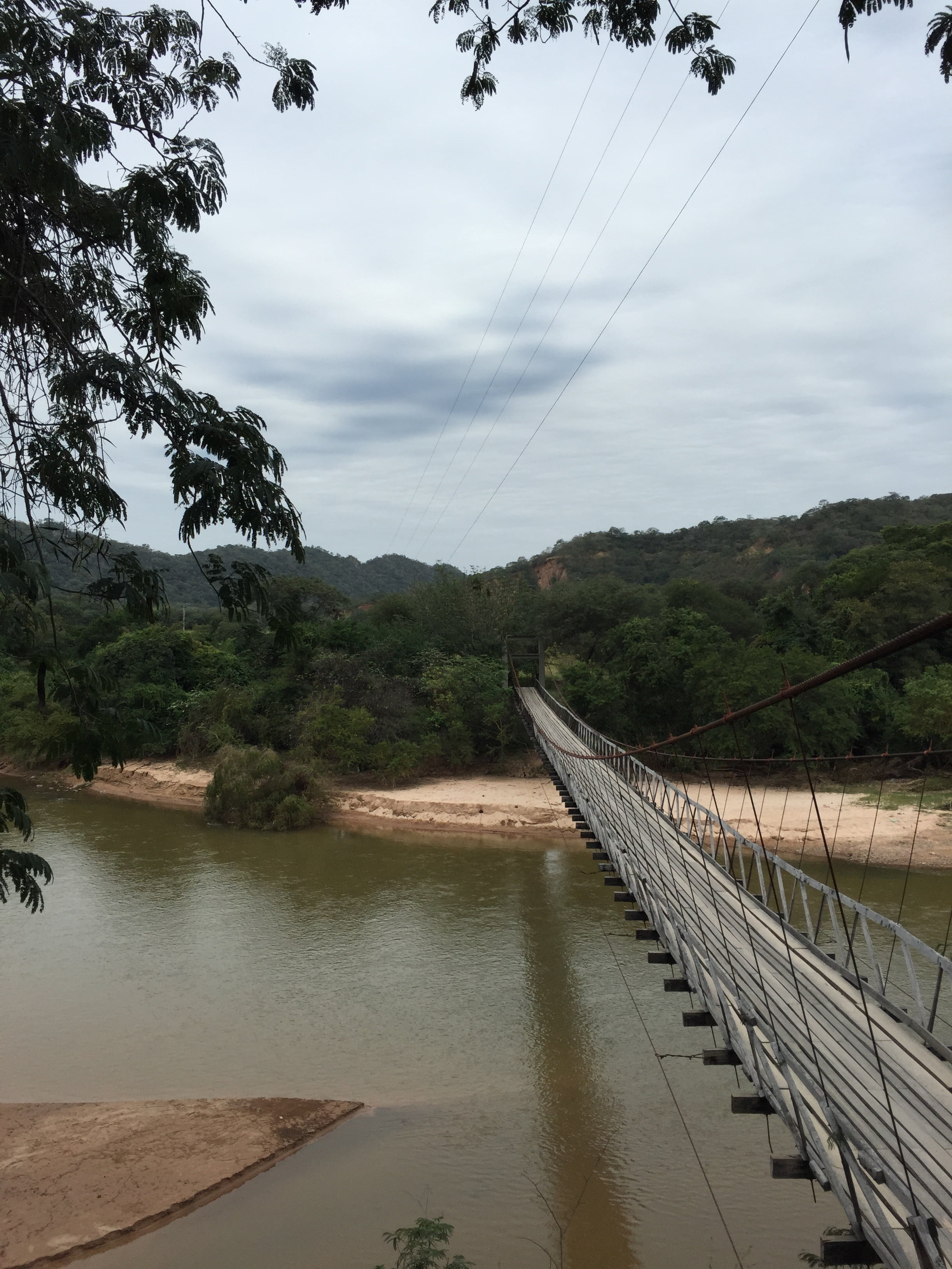 adventure, cloud - sky, built structure, hanging, suspension, bridge - man made structure, connection, wooden, tranquility, water, path, architecture, nature, Phone HD Wallpaper