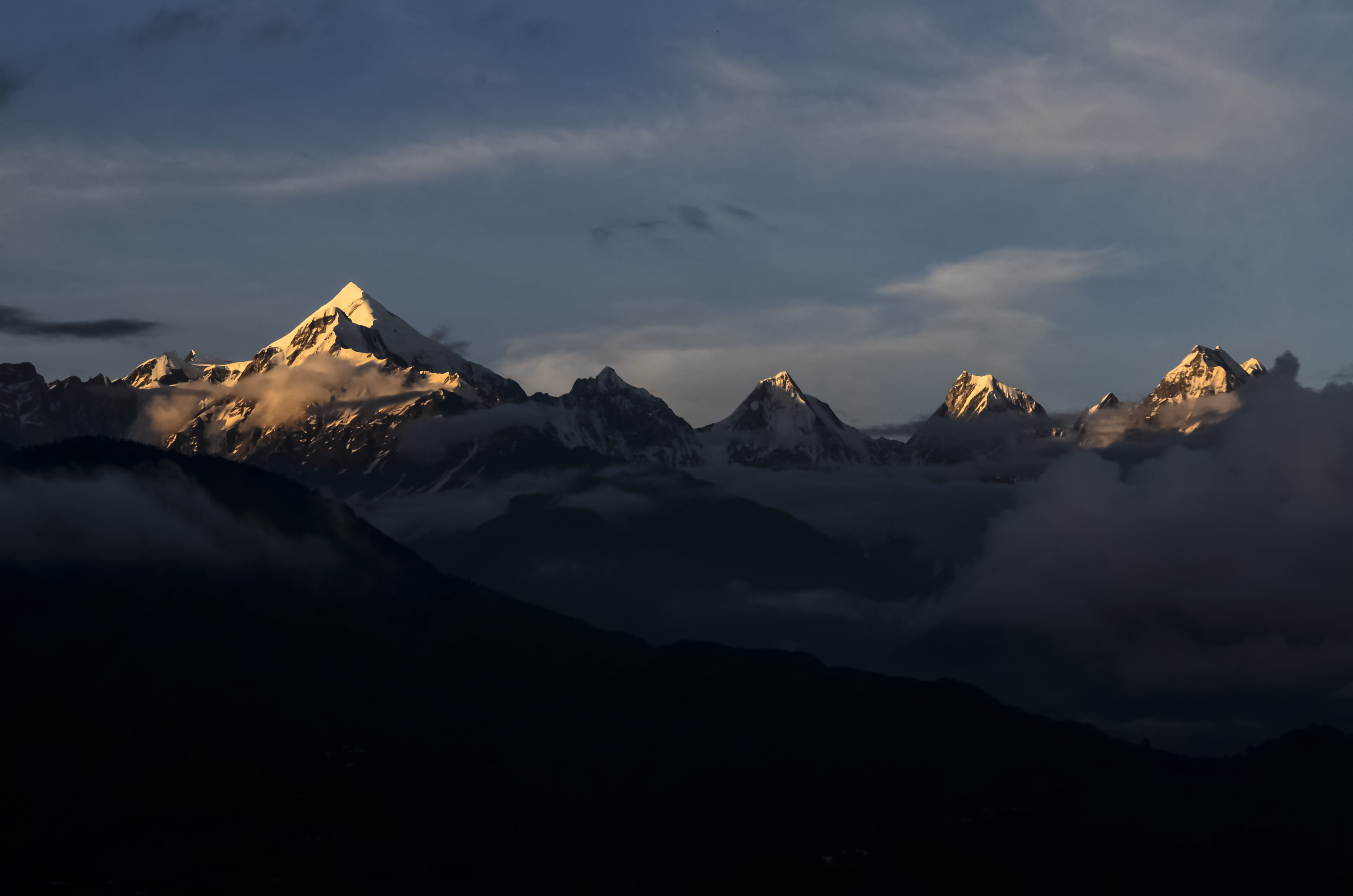 mountain, scenics, ranges, cold temperature, mountains, gray, non-urban scene, landscape, white, mountain Peak, tranquility, sunset, environment, formation, HD Wallpaper
