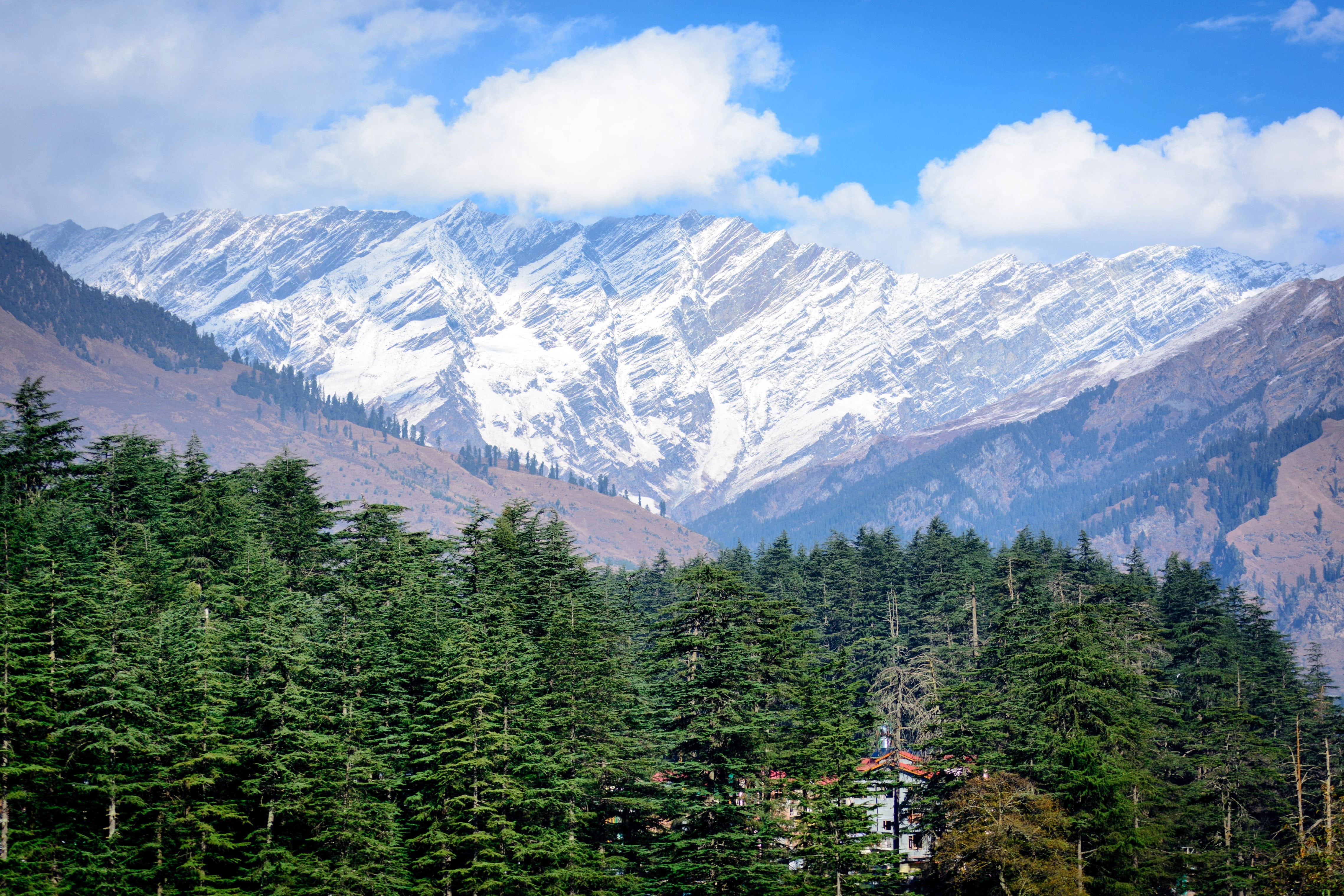 himalayas, cool, manali, top, rock, sky, early morning, quiet, travel, green color, photography, mountains, growth, environment, tranquility, 4K, cloud - sky, HD Wallpaper